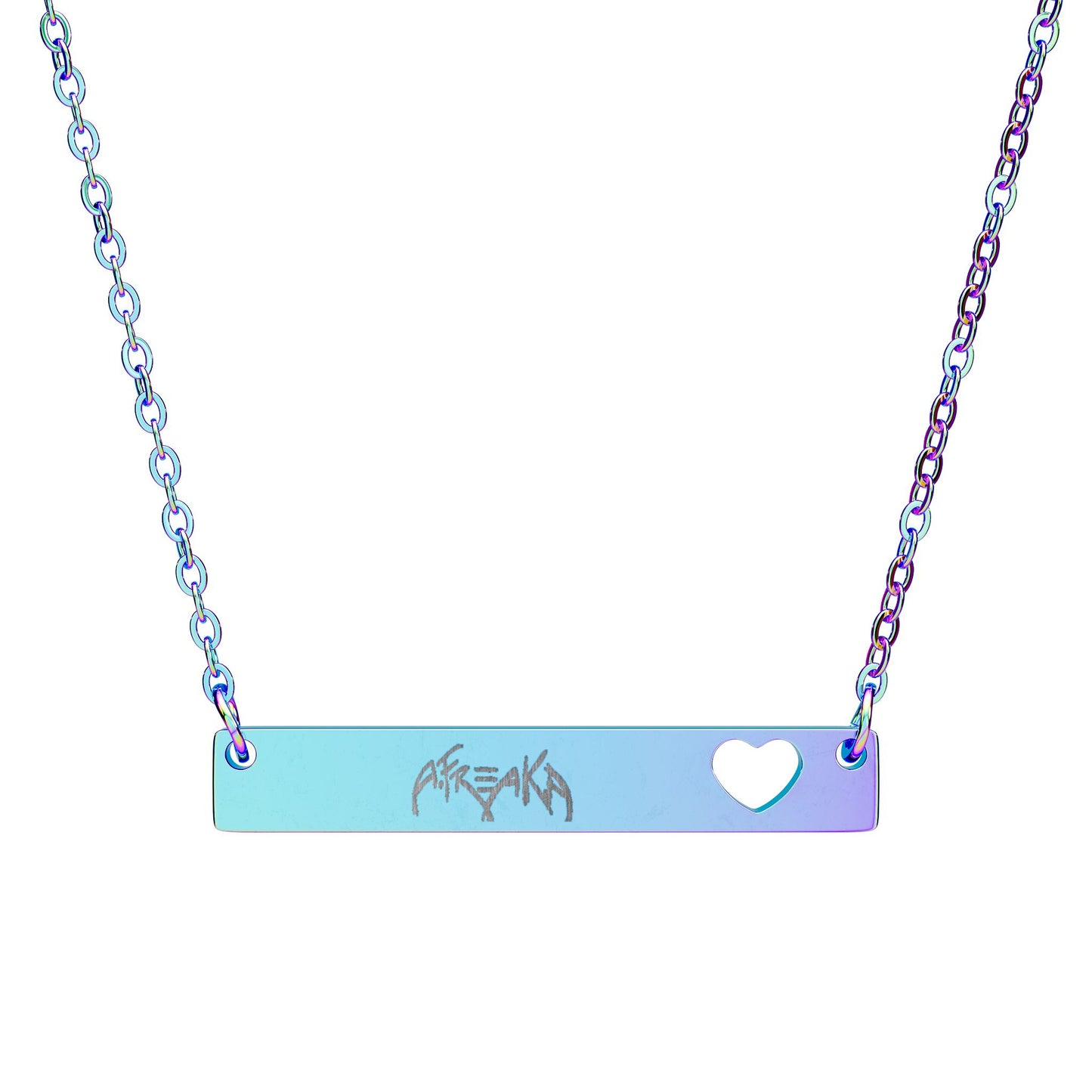 Cutout Heart Bar Necklace — Personalized Engraved Heart Bar Pendant