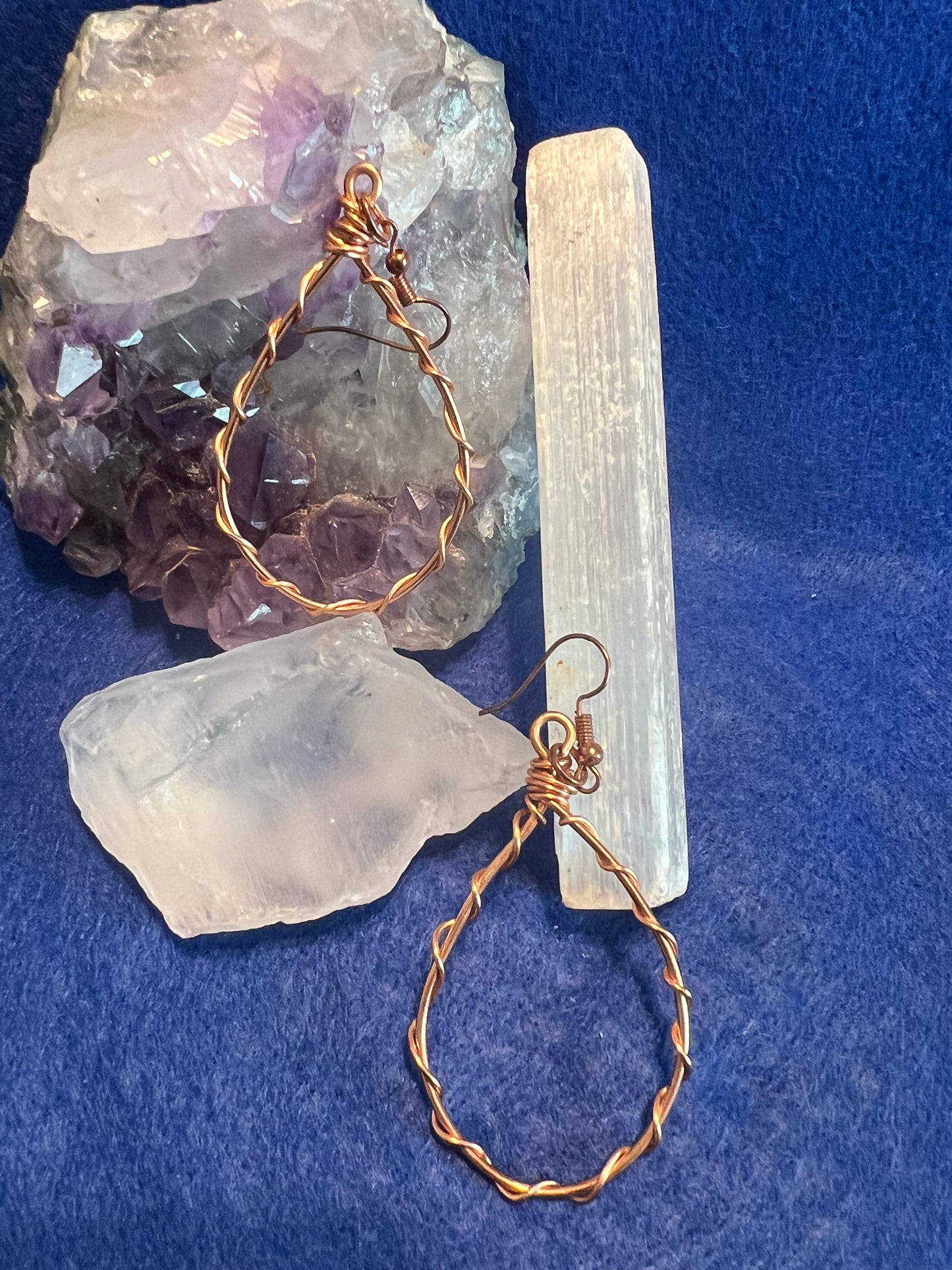Pure Copper Drop Wrapped Earrings