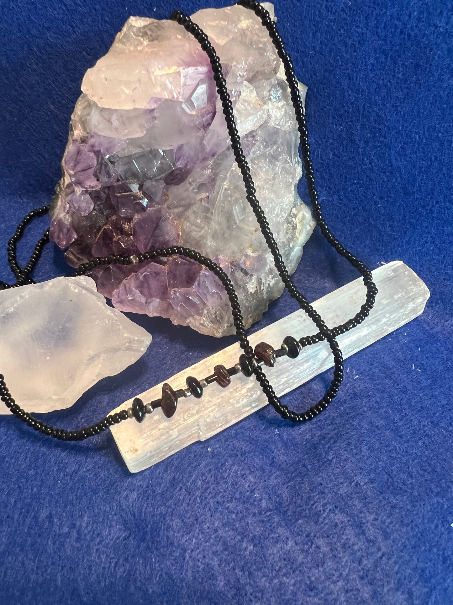 Garnet stone and black onyx Waistbeads