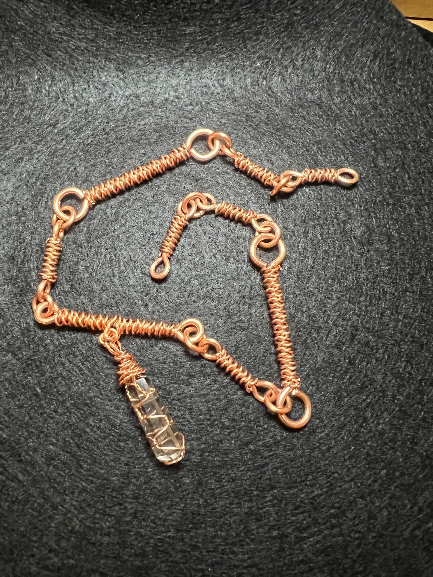 Natural Quartz and Pure Copper Rope Component Chain