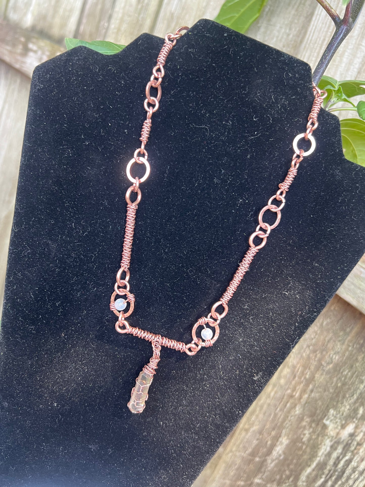 Pink and Clear Quartz and Copper Bar Chair
