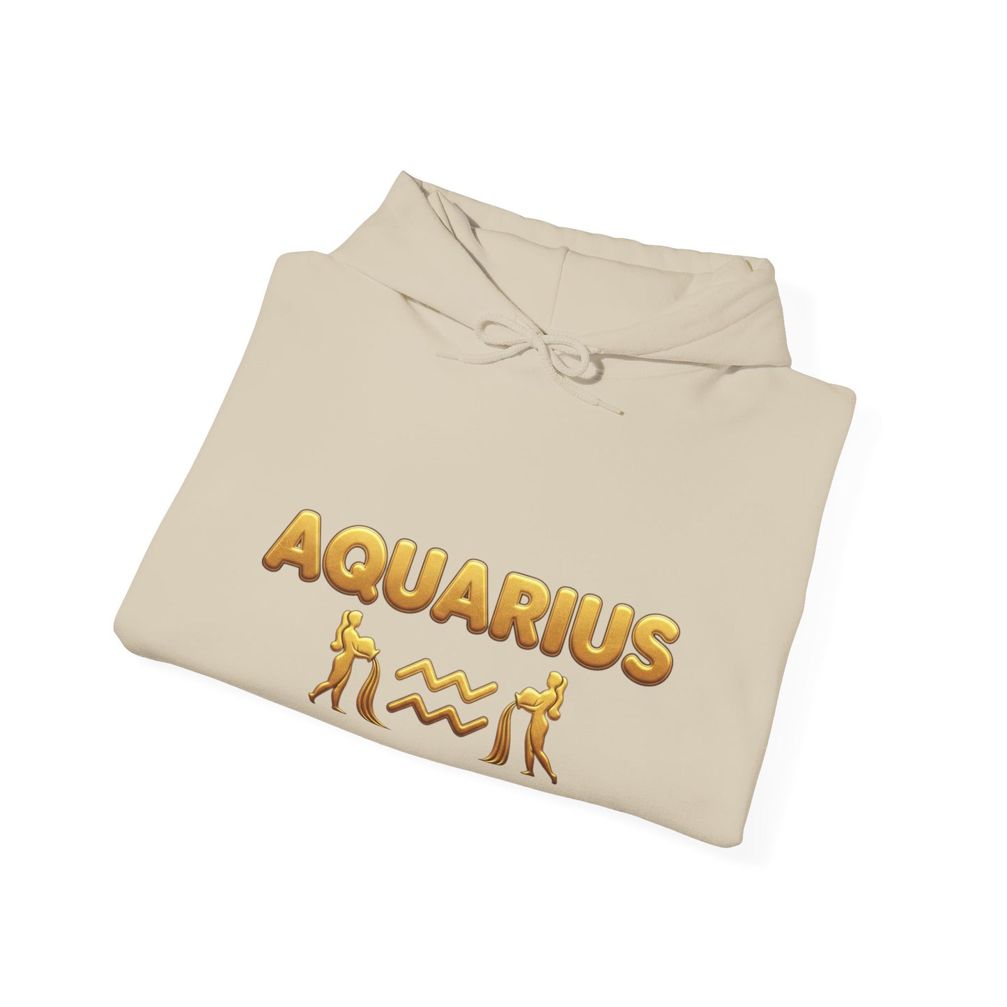 Aquarius Zodiac Hoodie — Gold Astrology Graphic Hooded Sweatshirt