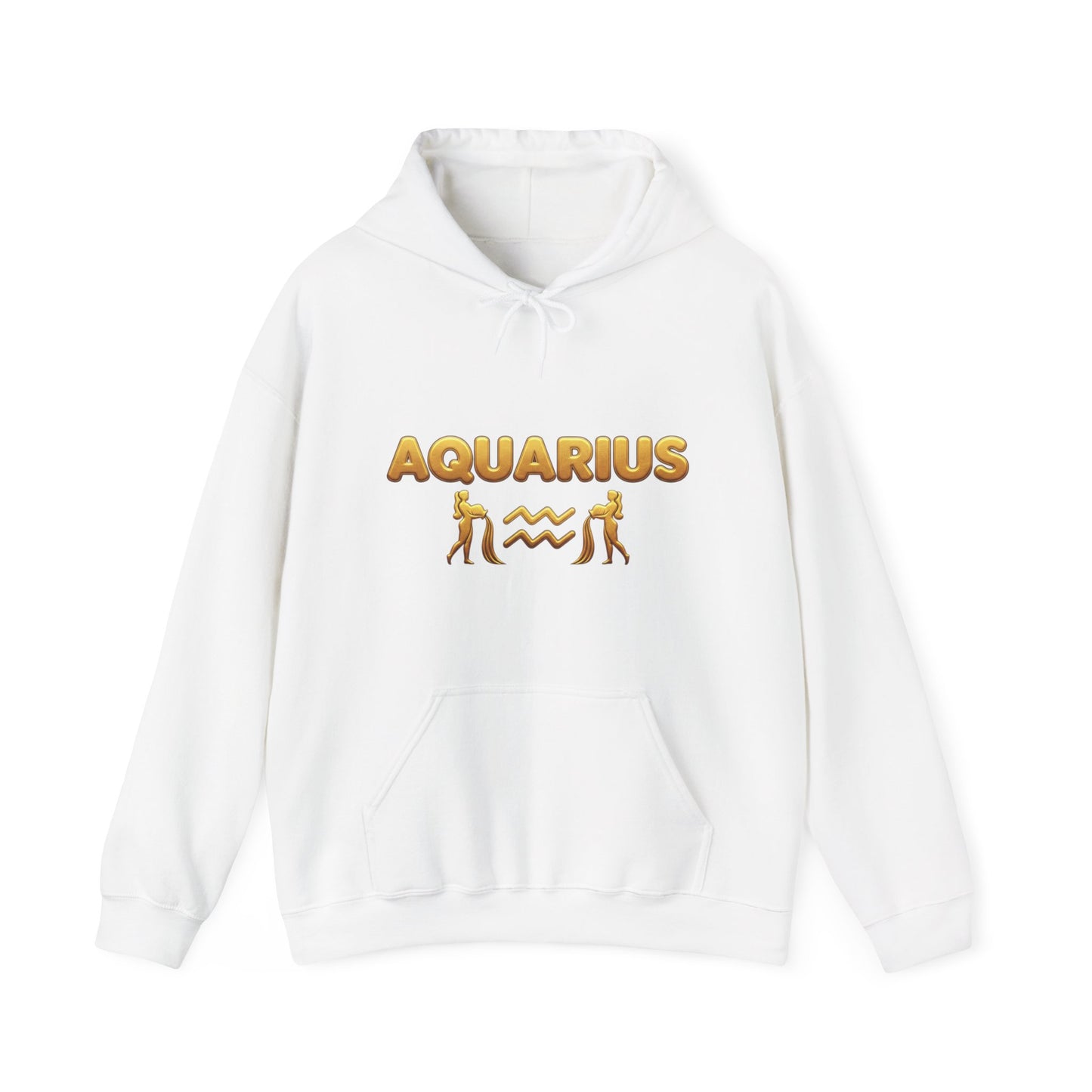 Aquarius Zodiac Hoodie — Gold Astrology Graphic Hooded Sweatshirt