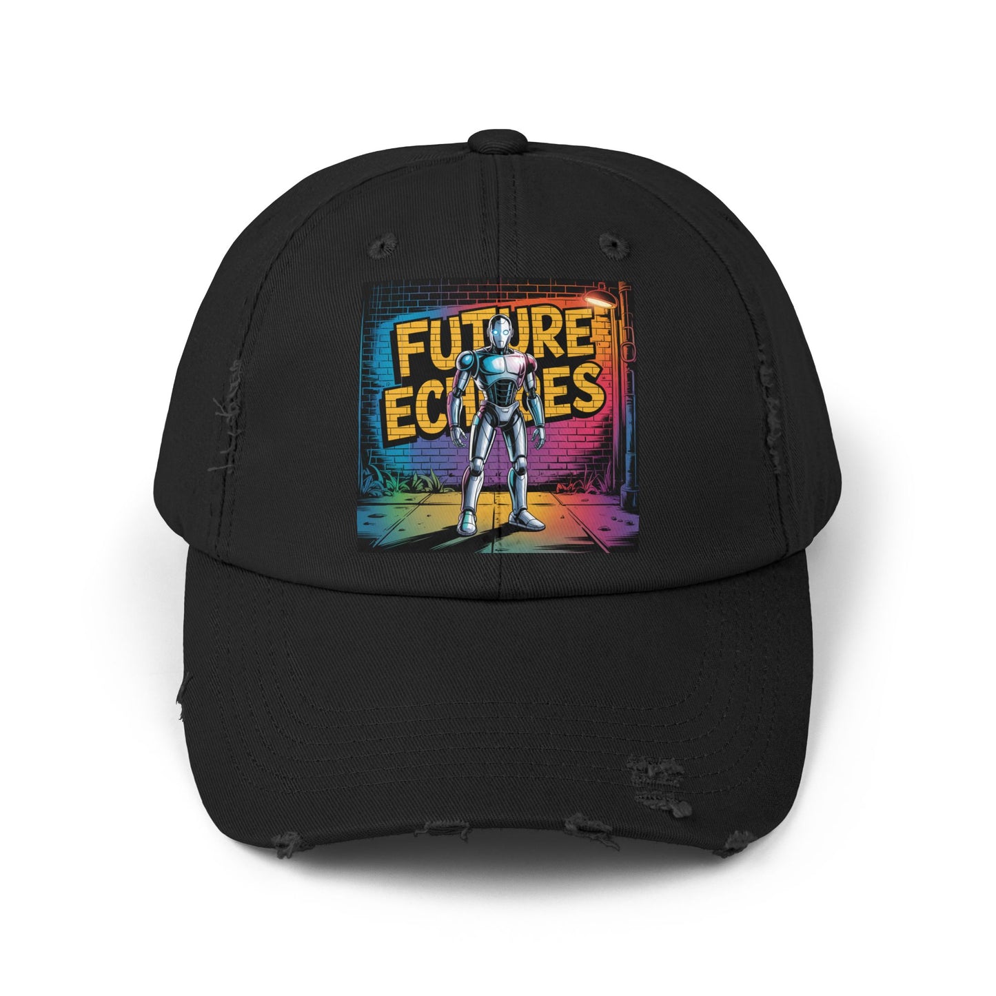 Unisex Distressed Cap Featuring 'Future Echoes'