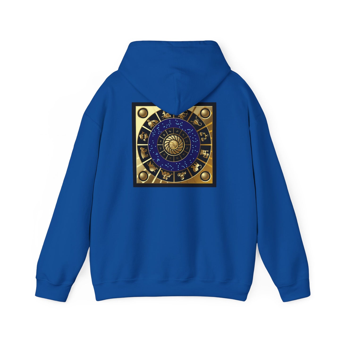 Scorpio Zodiac Hoodie – Gold Scorpion Astrology Sweatshirt (Back Zodiac Chart)