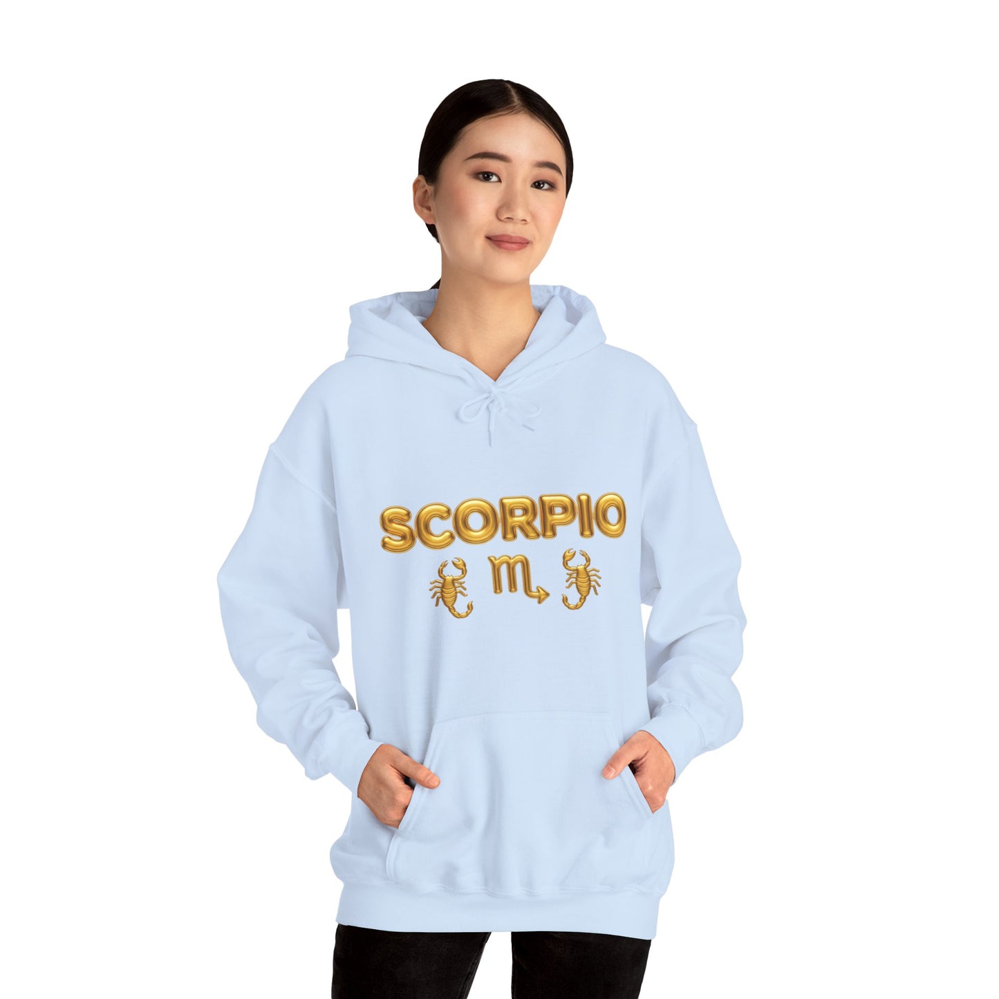 Scorpio Zodiac Hoodie – Gold Scorpion Astrology Sweatshirt (Back Zodiac Chart)