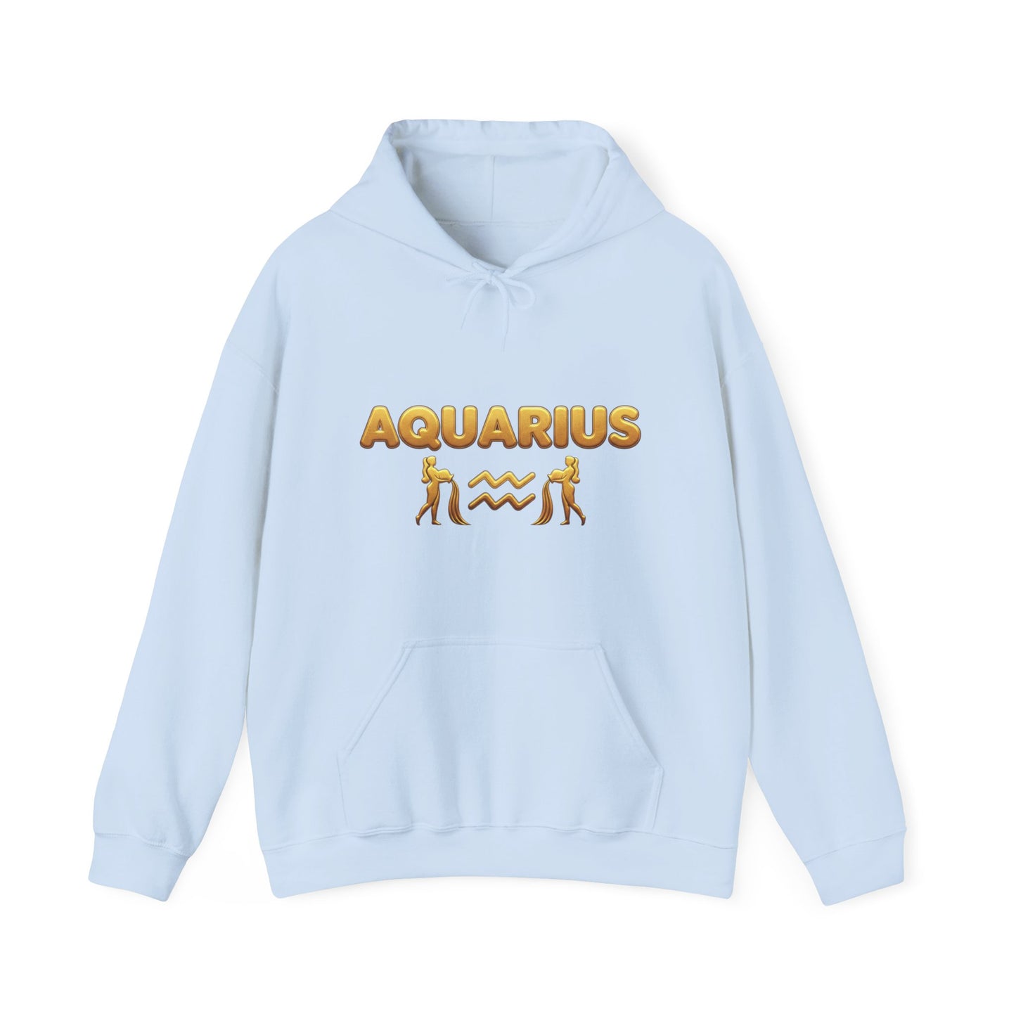 Aquarius Zodiac Hoodie — Gold Astrology Graphic Hooded Sweatshirt