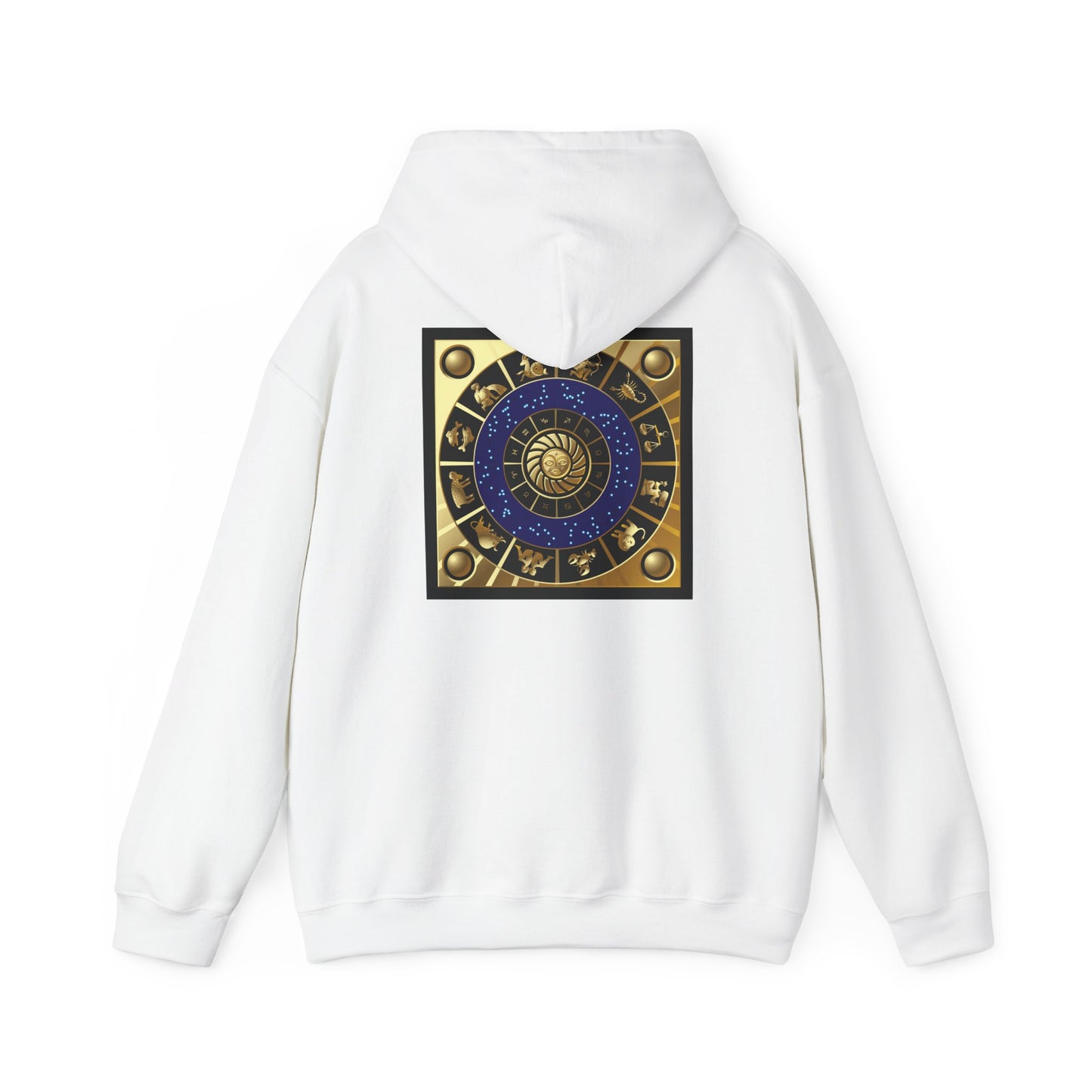Scorpio Zodiac Hoodie – Gold Scorpion Astrology Sweatshirt (Back Zodiac Chart)