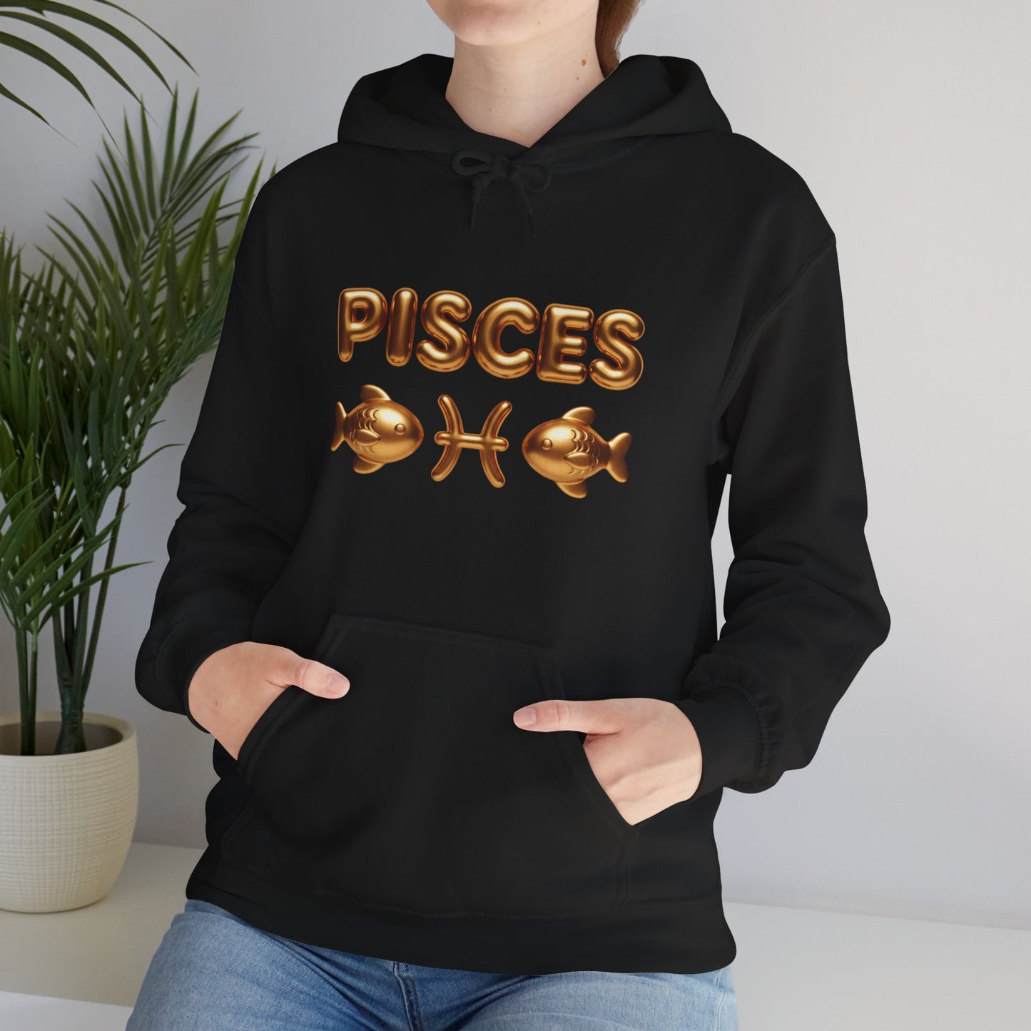 Pisces Zodiac Hoodie — Gold Astrological Sign Sweatshirt