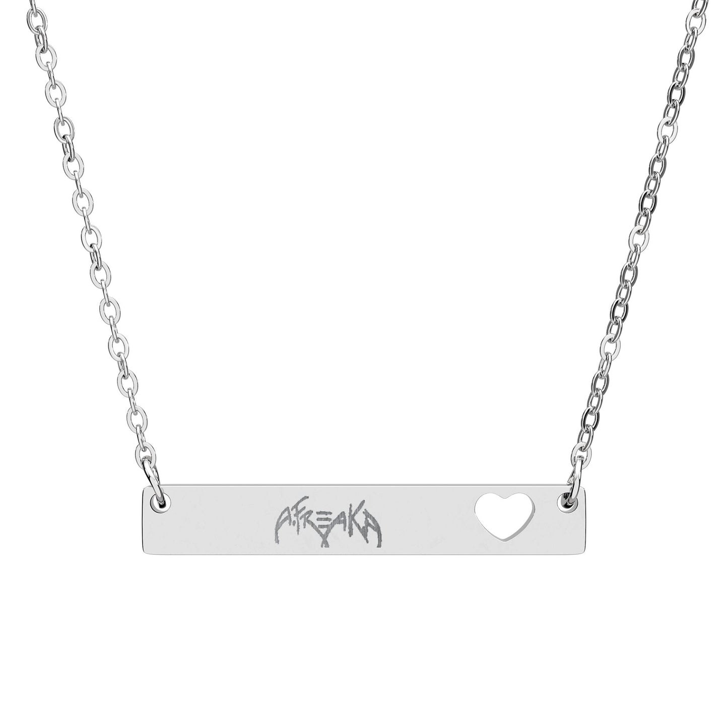 Cutout Heart Bar Necklace — Personalized Engraved Heart Bar Pendant