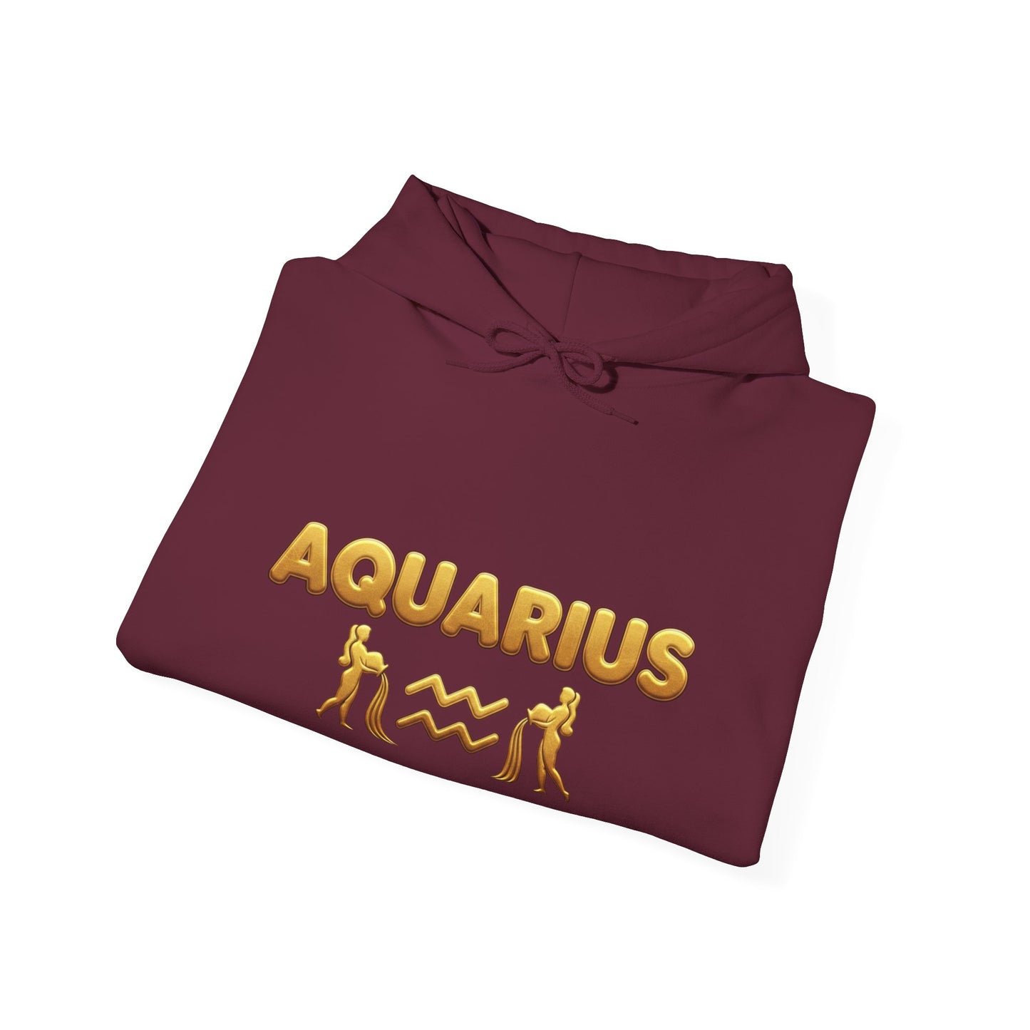 Aquarius Zodiac Hoodie — Gold Astrology Graphic Hooded Sweatshirt