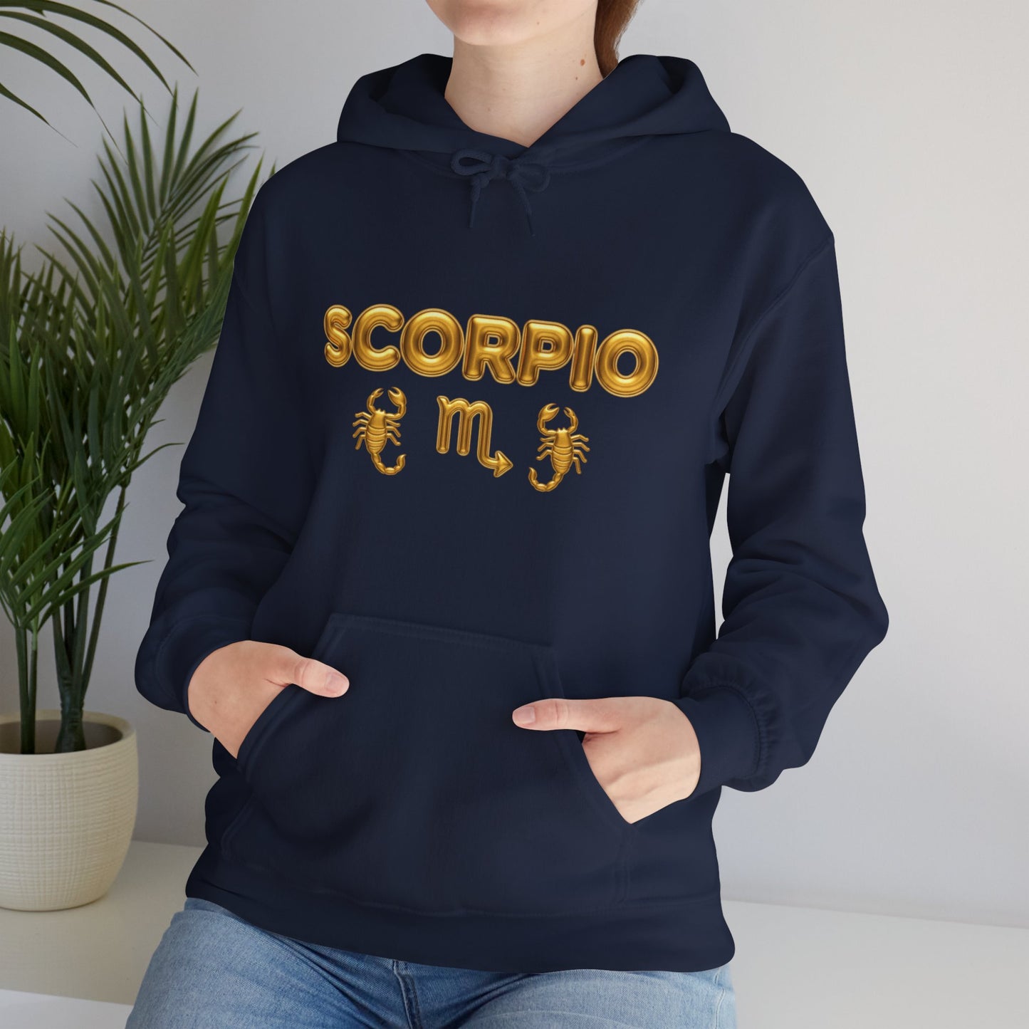 Scorpio Zodiac Hoodie – Gold Scorpion Astrology Sweatshirt (Back Zodiac Chart)