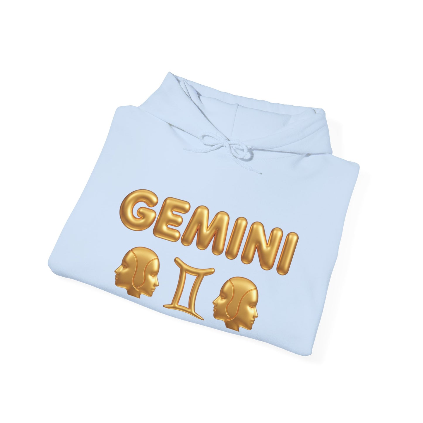 Gemini Zodiac Hoodie – Gold Gemini Text & Astrology Wheel Back Print
