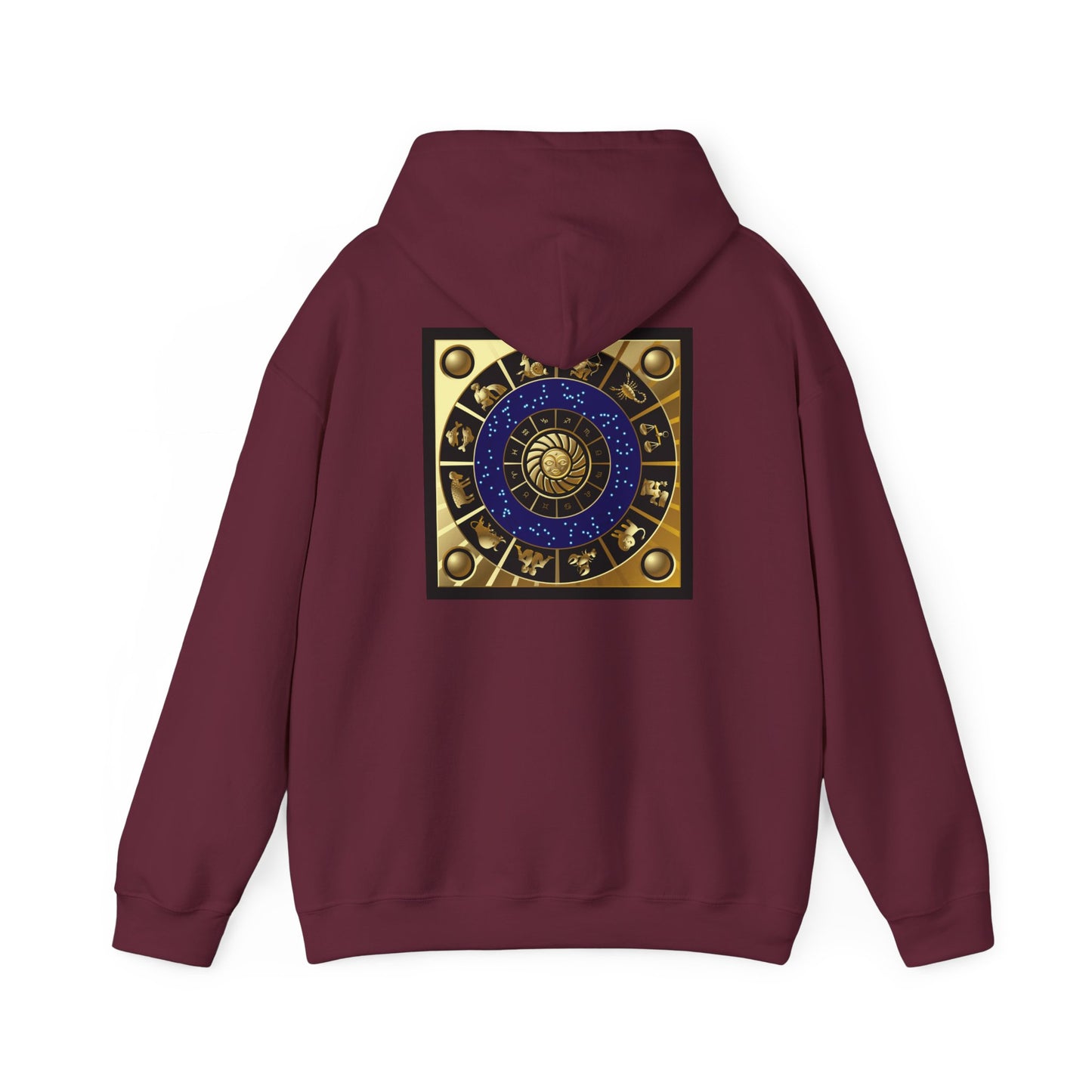 Scorpio Zodiac Hoodie – Gold Scorpion Astrology Sweatshirt (Back Zodiac Chart)