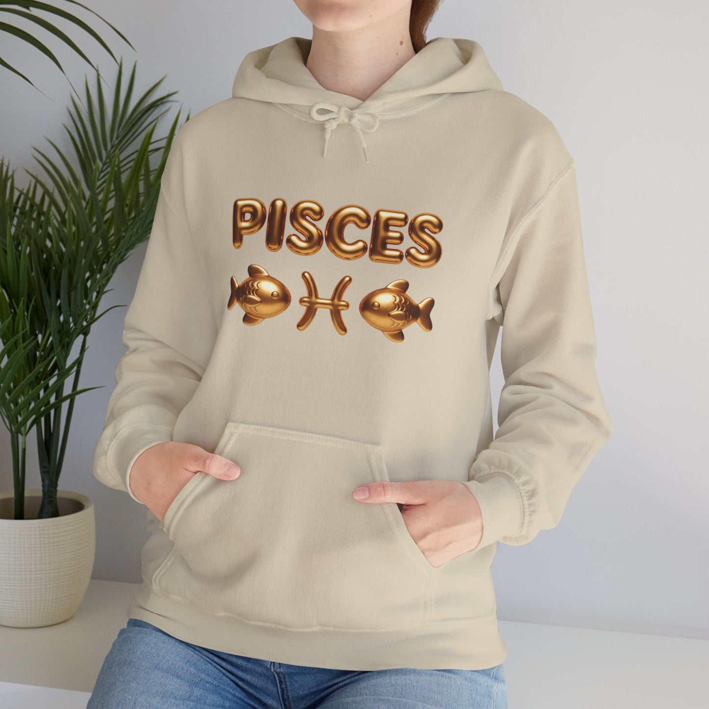 Pisces Zodiac Hoodie — Gold Astrological Sign Sweatshirt