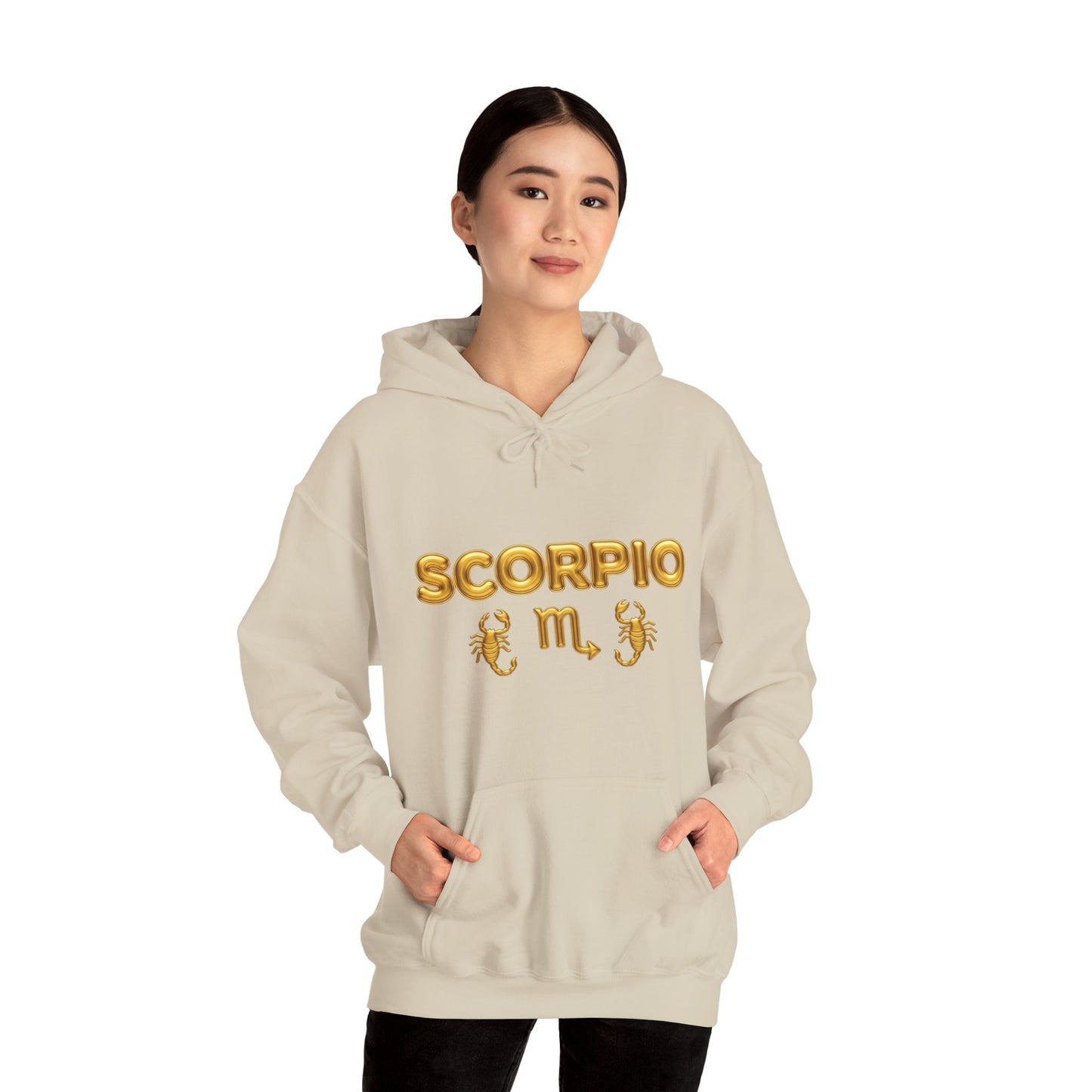 Scorpio Zodiac Hoodie – Gold Scorpion Astrology Sweatshirt (Back Zodiac Chart)