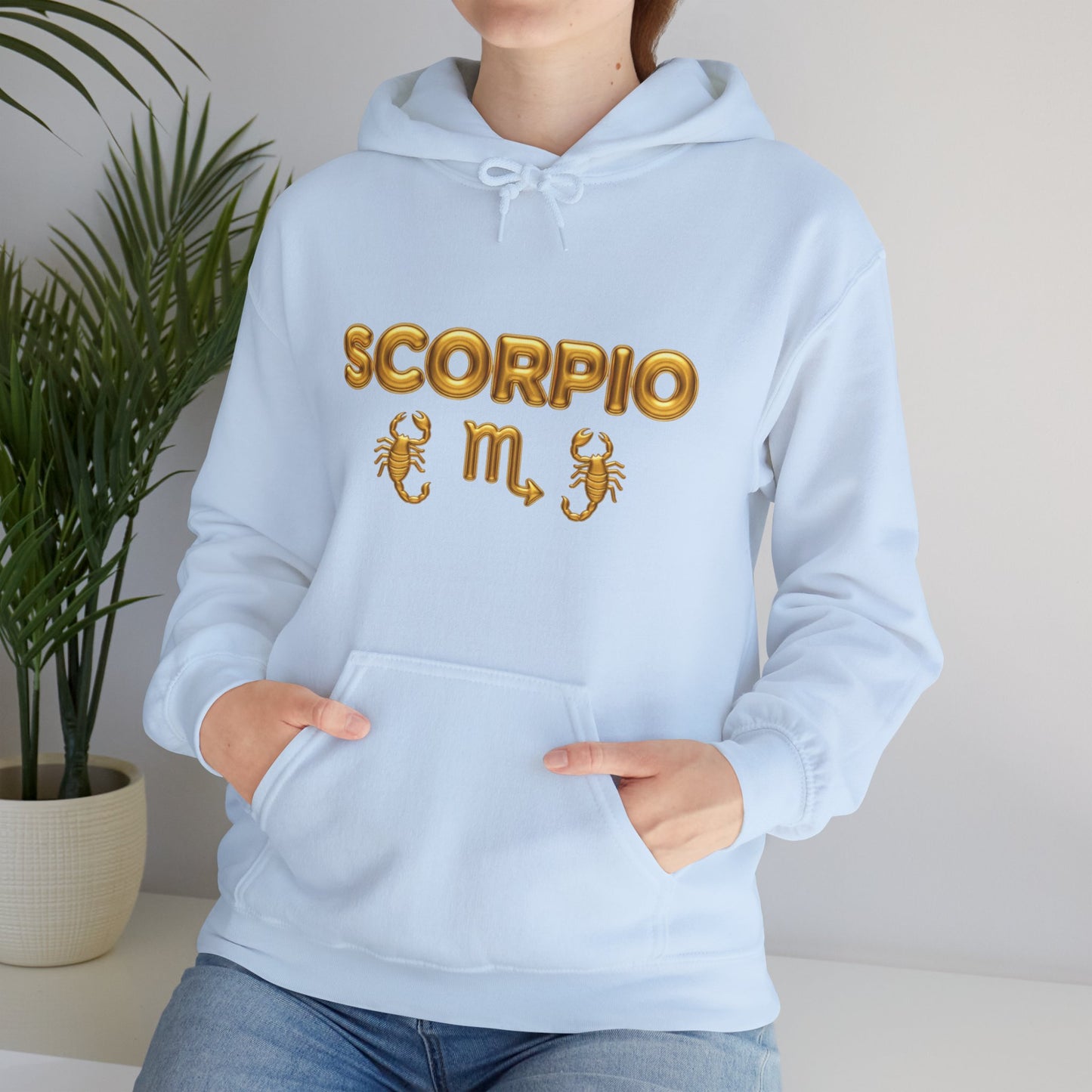 Scorpio Zodiac Hoodie – Gold Scorpion Astrology Sweatshirt (Back Zodiac Chart)
