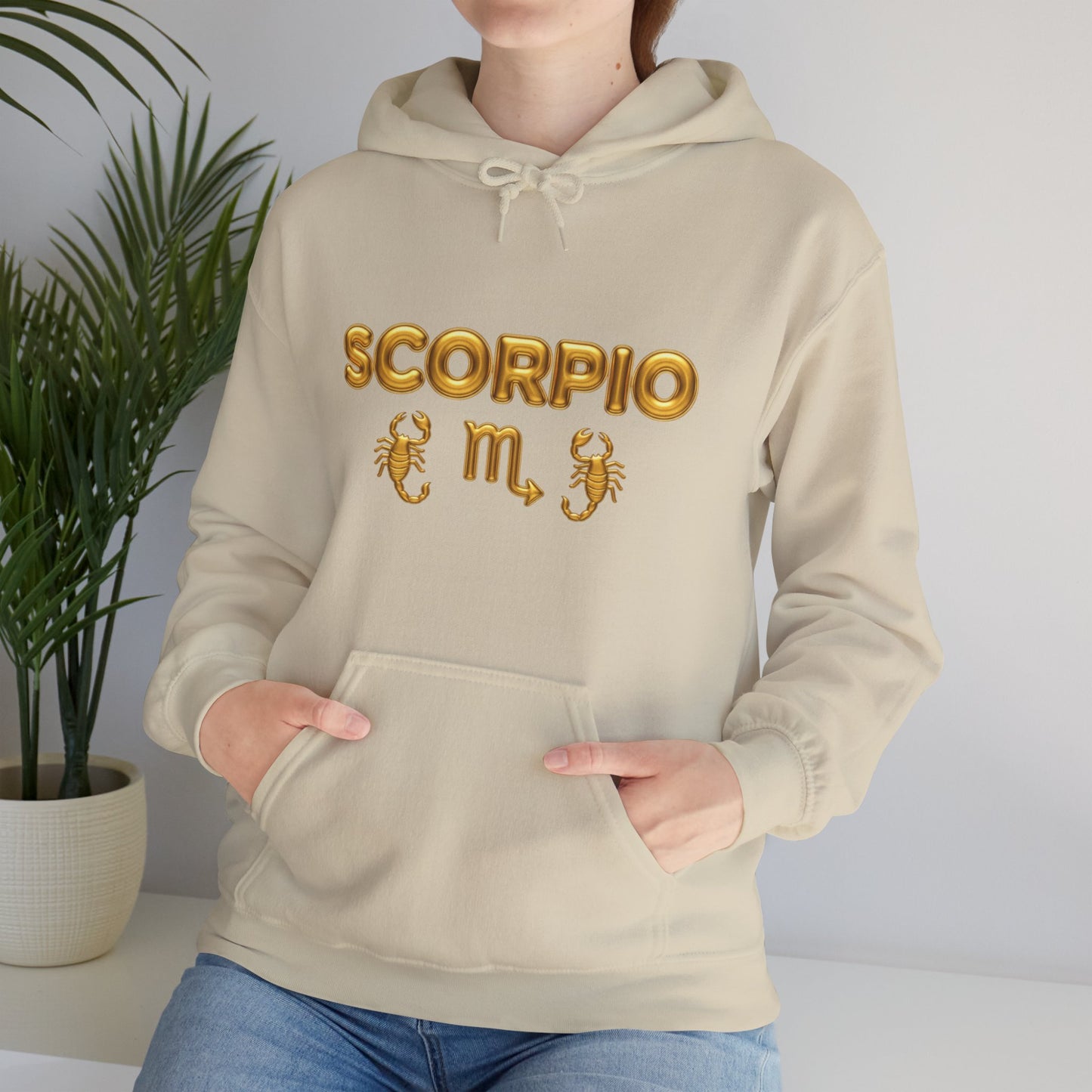 Scorpio Zodiac Hoodie – Gold Scorpion Astrology Sweatshirt (Back Zodiac Chart)