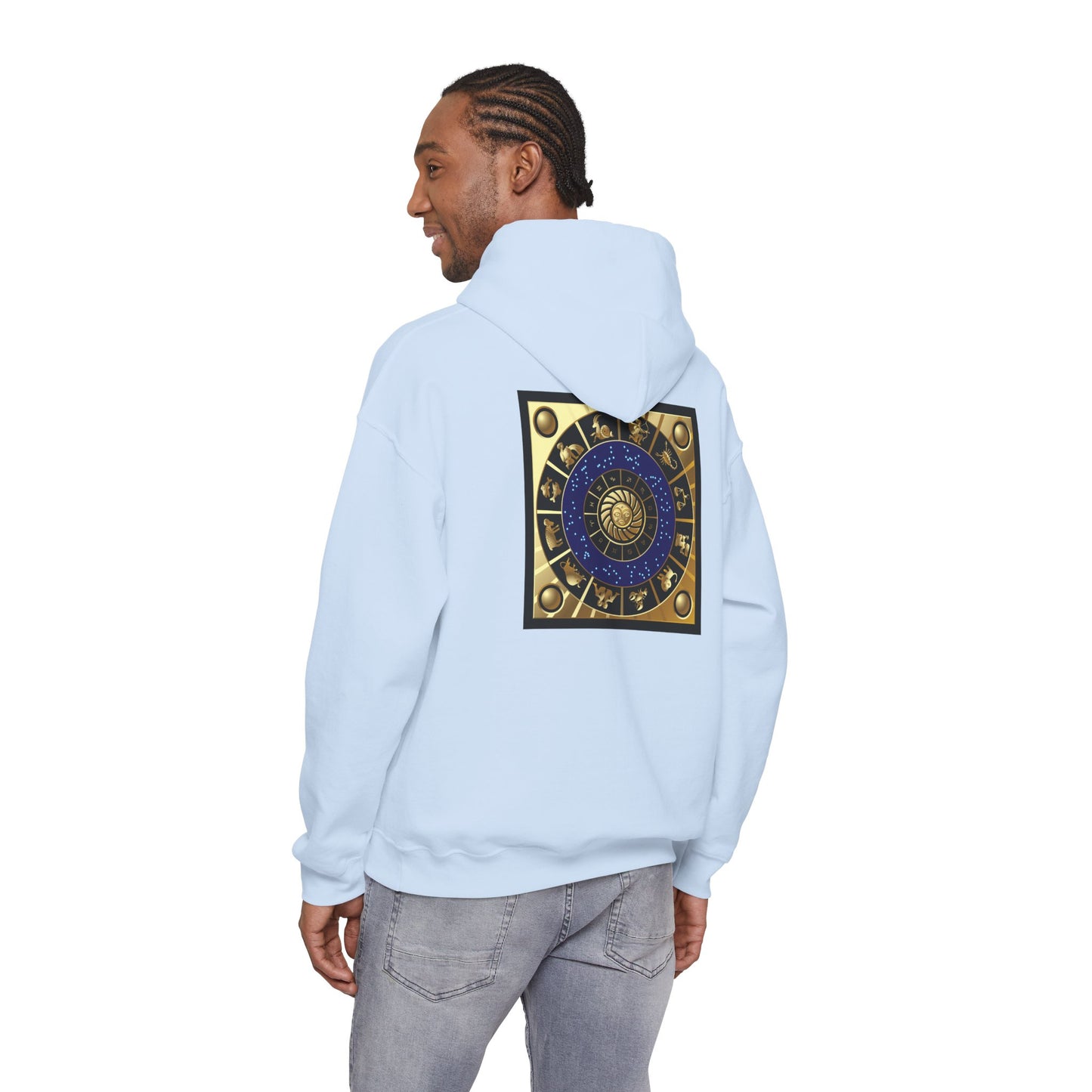 Scorpio Zodiac Hoodie – Gold Scorpion Astrology Sweatshirt (Back Zodiac Chart)