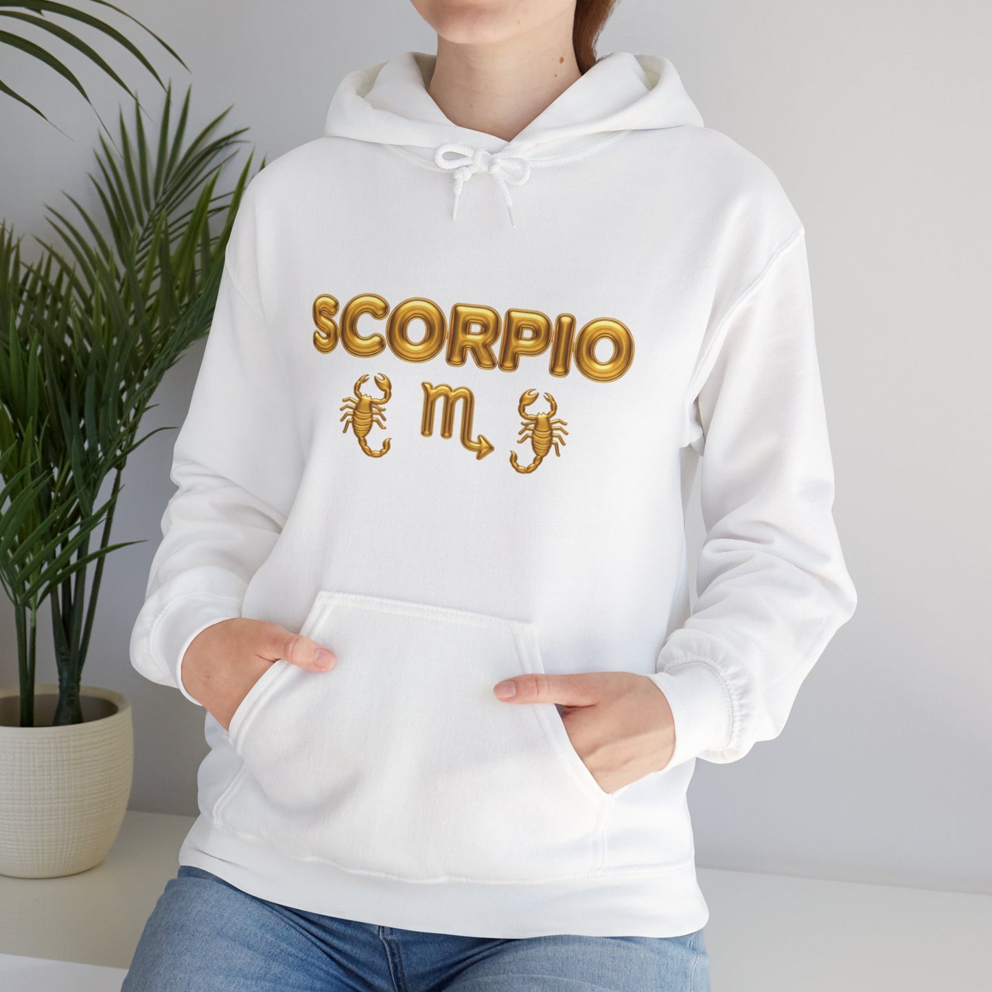 Scorpio Zodiac Hoodie – Gold Scorpion Astrology Sweatshirt (Back Zodiac Chart)