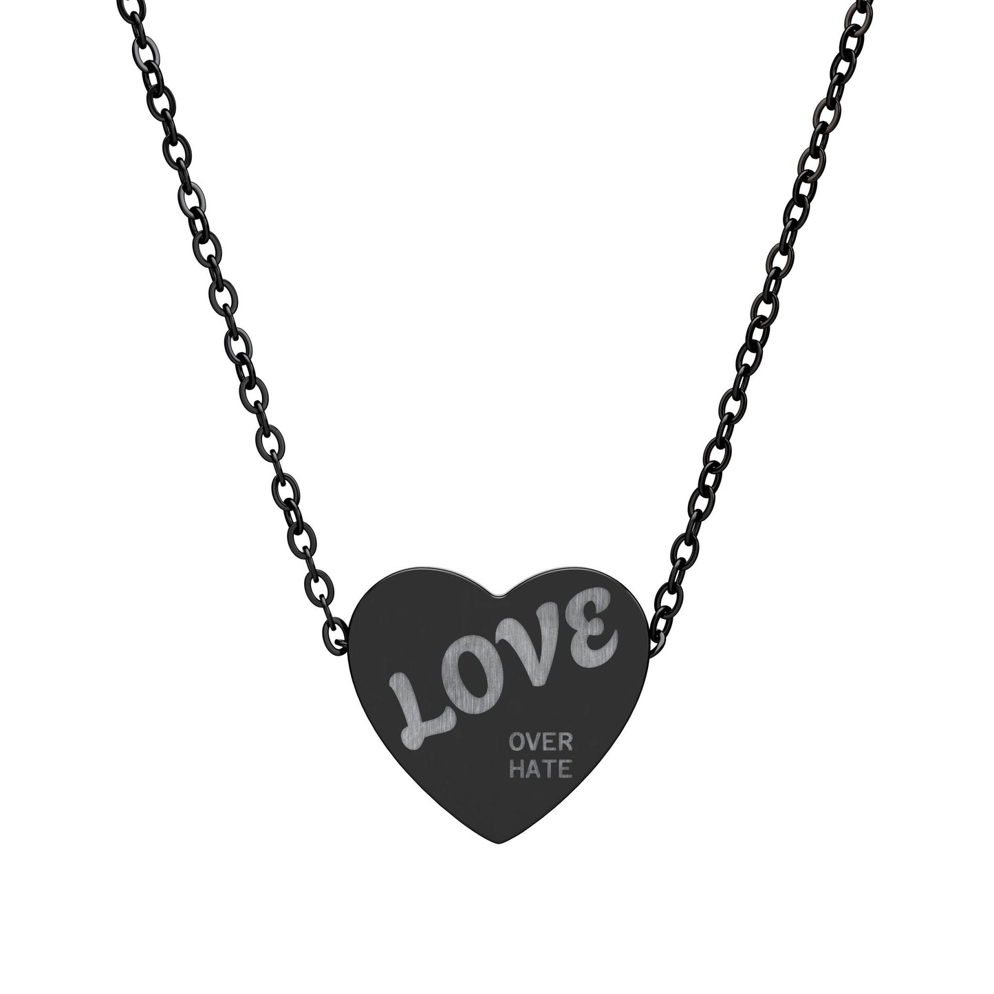 Engraved Heart Necklace - "LOVE" Pendant Personalized