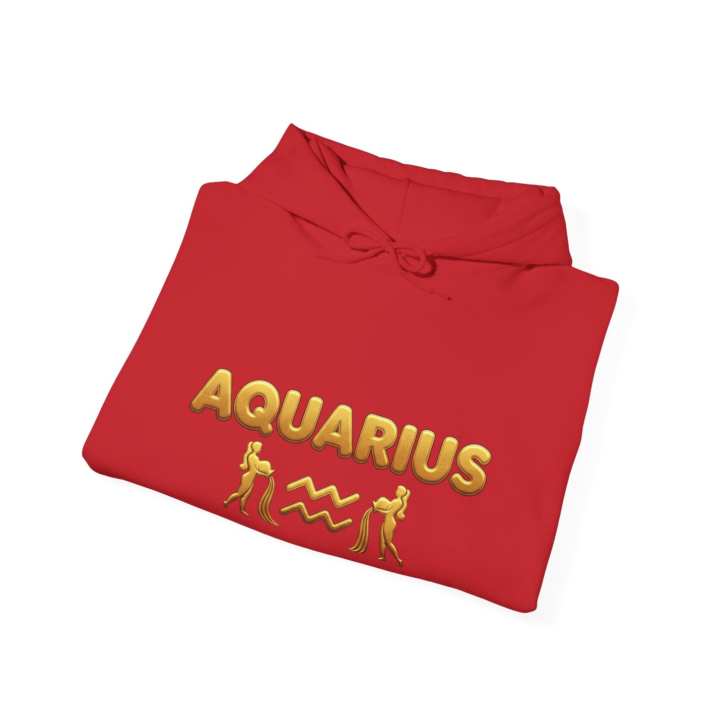 Aquarius Zodiac Hoodie — Gold Astrology Graphic Hooded Sweatshirt