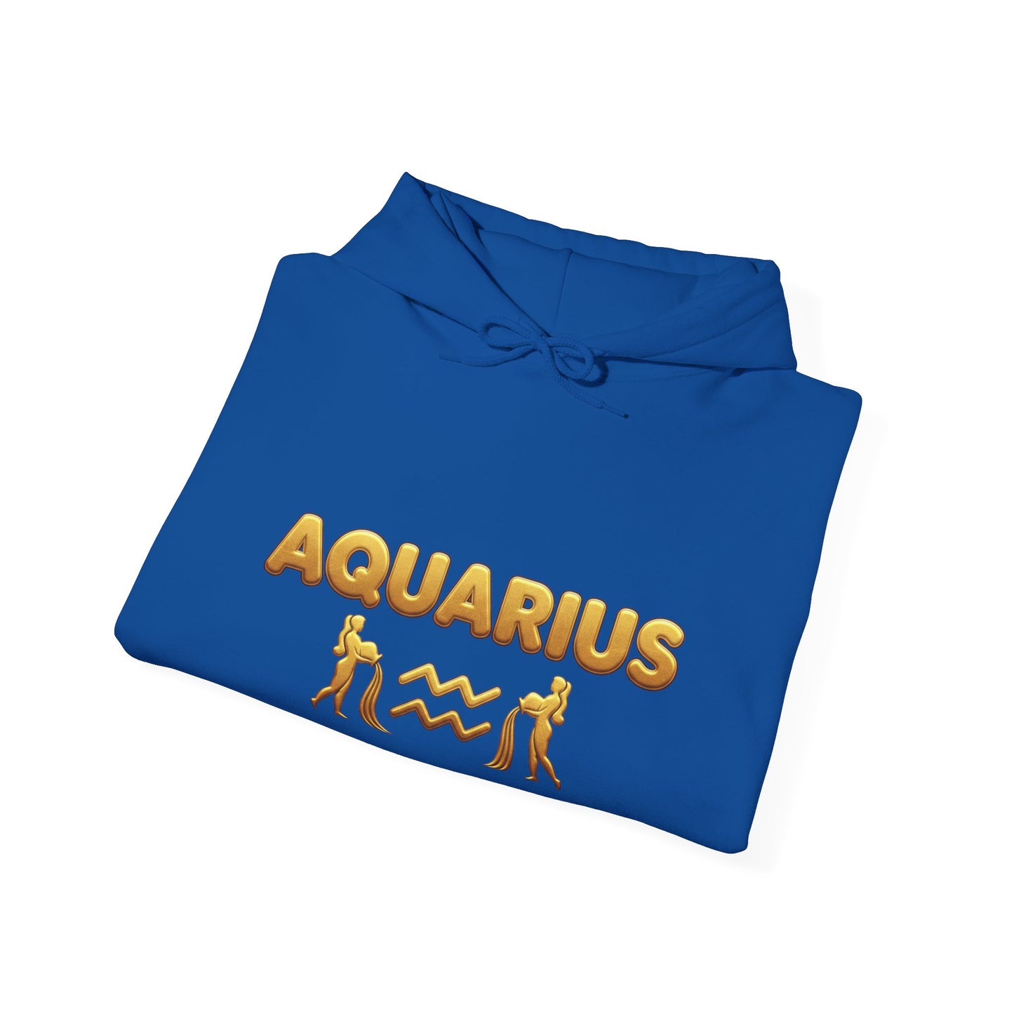 Aquarius Zodiac Hoodie — Gold Astrology Graphic Hooded Sweatshirt