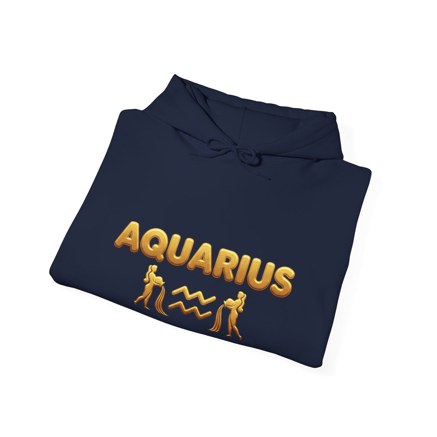 Aquarius Zodiac Hoodie — Gold Astrology Graphic Hooded Sweatshirt