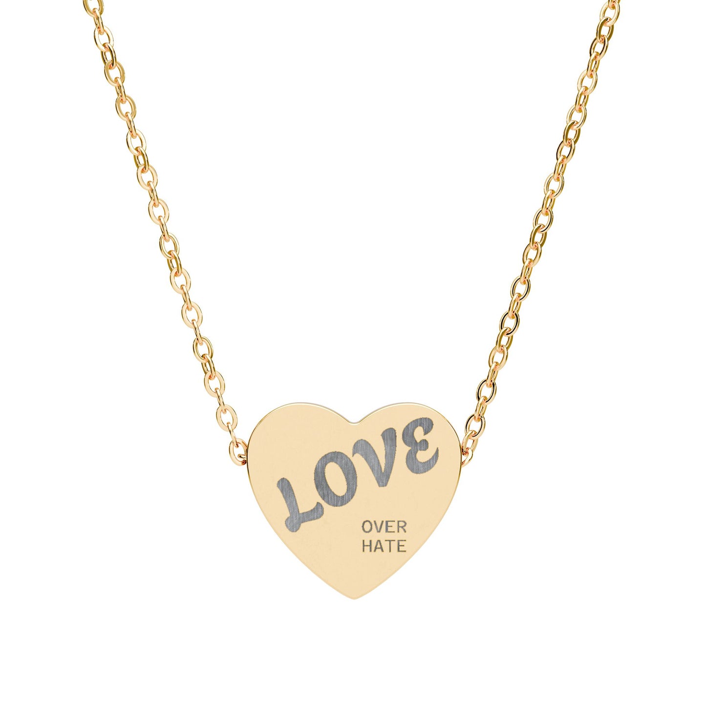 Engraved Heart Necklace - "LOVE" Pendant Personalized