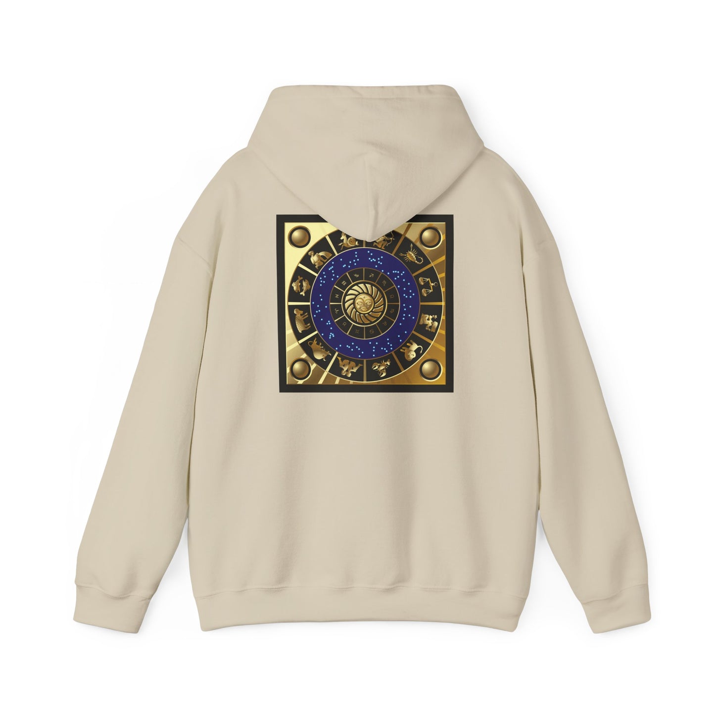Scorpio Zodiac Hoodie – Gold Scorpion Astrology Sweatshirt (Back Zodiac Chart)