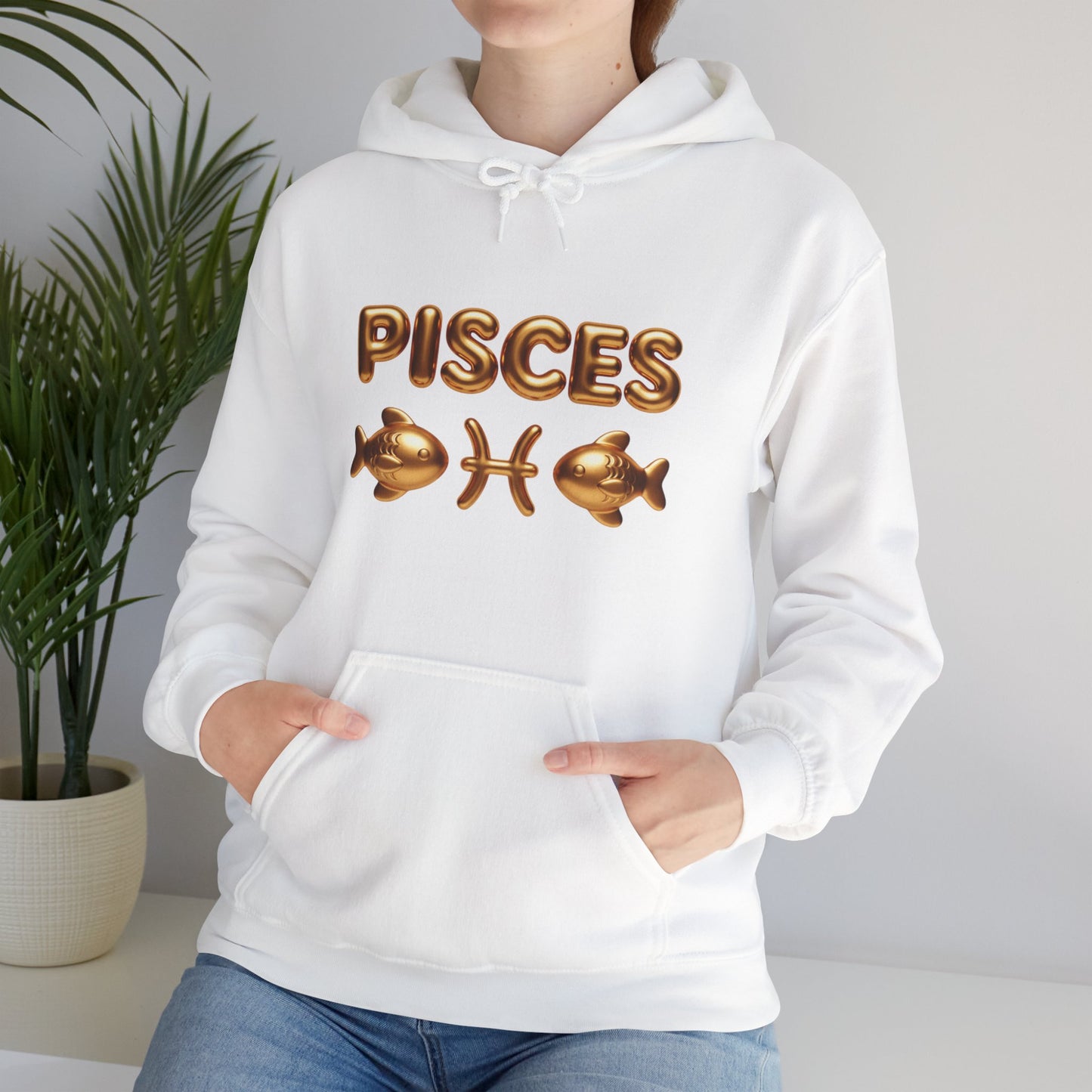 Pisces Zodiac Hoodie — Gold Astrological Sign Sweatshirt