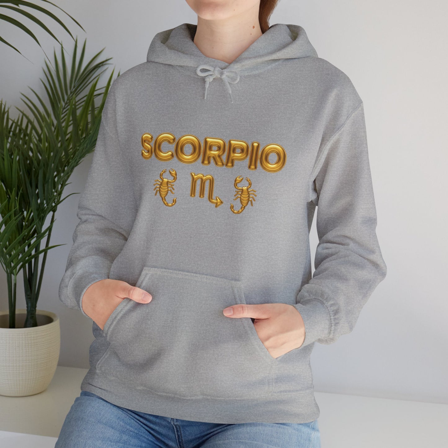 Scorpio Zodiac Hoodie – Gold Scorpion Astrology Sweatshirt (Back Zodiac Chart)