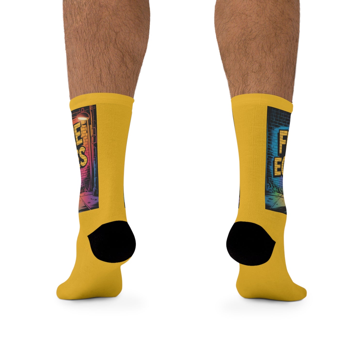 Futuristic Robot Graphic Socks —YELLOW