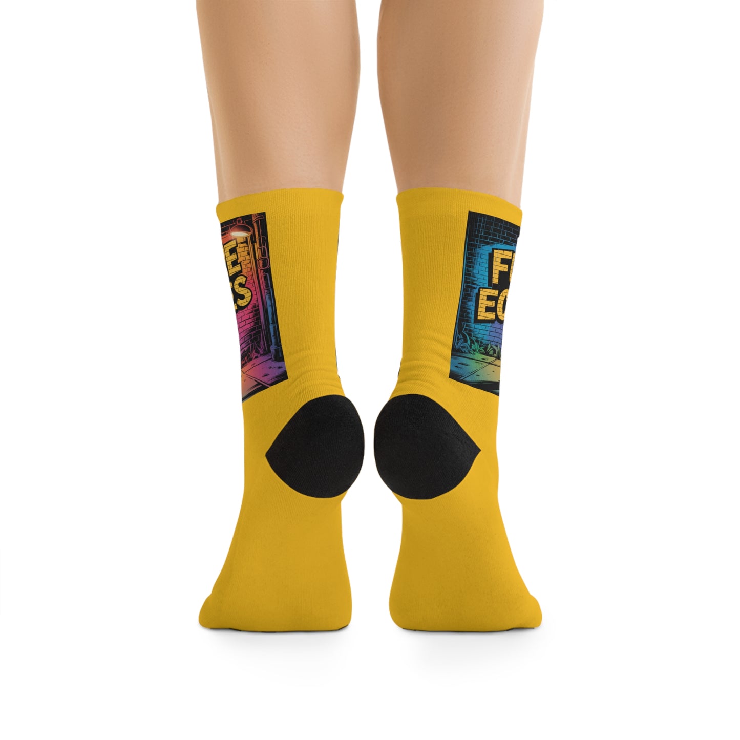 Futuristic Robot Graphic Socks —YELLOW