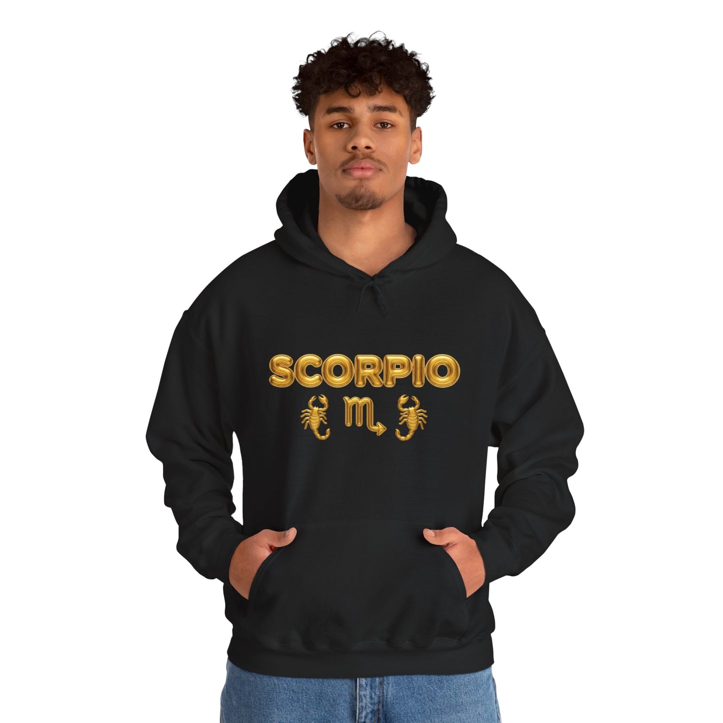 Scorpio Zodiac Hoodie – Gold Scorpion Astrology Sweatshirt (Back Zodiac Chart)