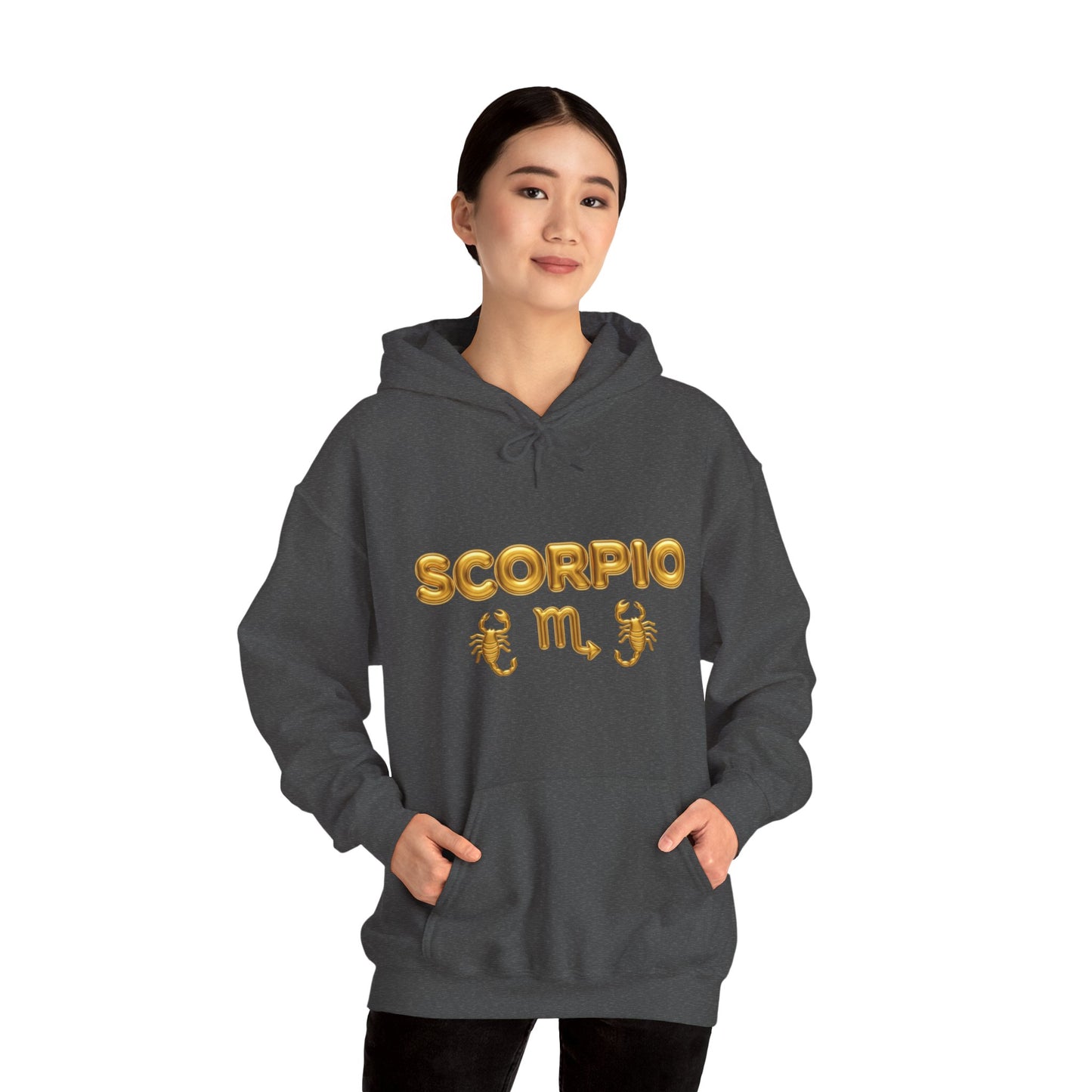 Scorpio Zodiac Hoodie – Gold Scorpion Astrology Sweatshirt (Back Zodiac Chart)