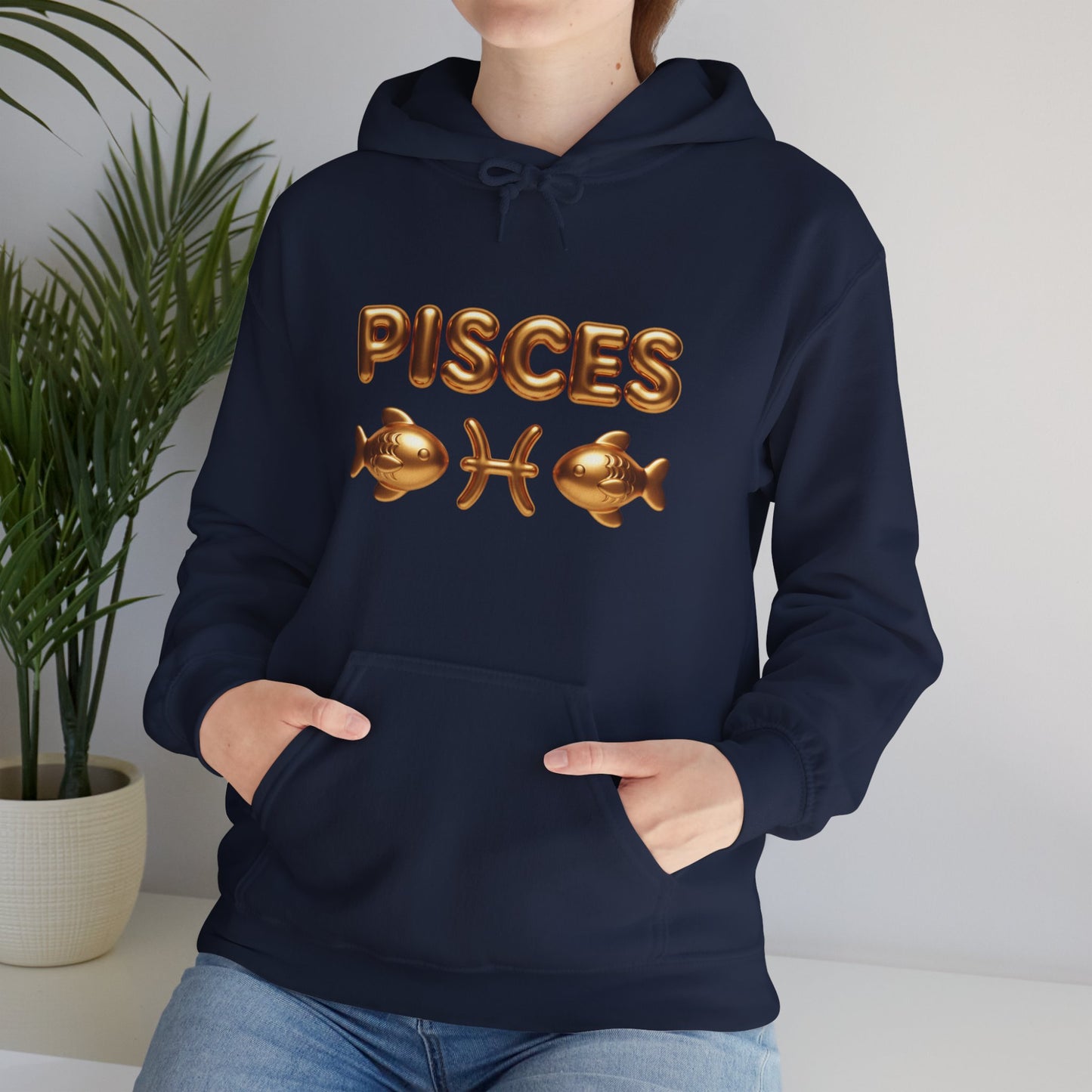 Pisces Zodiac Hoodie — Gold Astrological Sign Sweatshirt