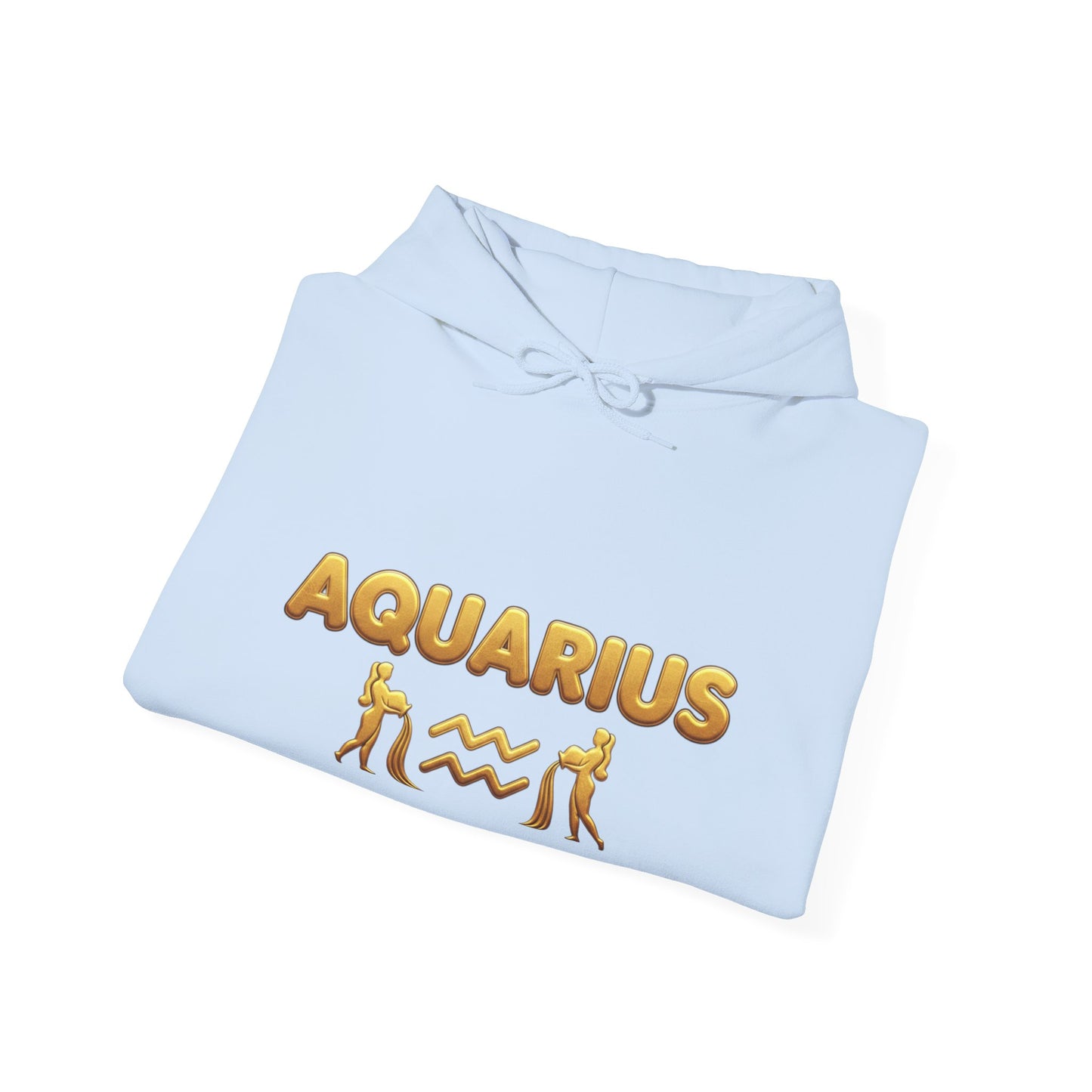 Aquarius Zodiac Hoodie — Gold Astrology Graphic Hooded Sweatshirt
