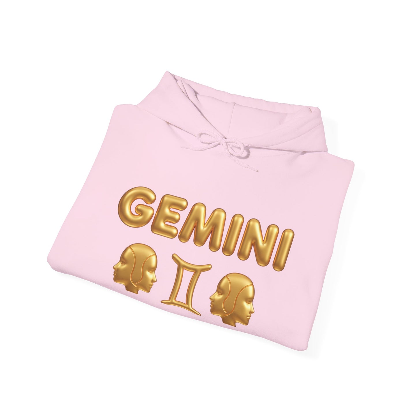 Gemini Zodiac Hoodie – Gold Gemini Text & Astrology Wheel Back Print