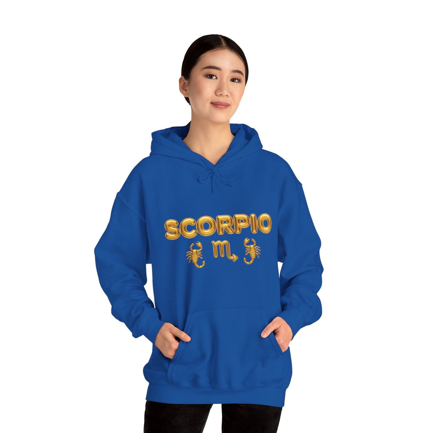 Scorpio Zodiac Hoodie – Gold Scorpion Astrology Sweatshirt (Back Zodiac Chart)
