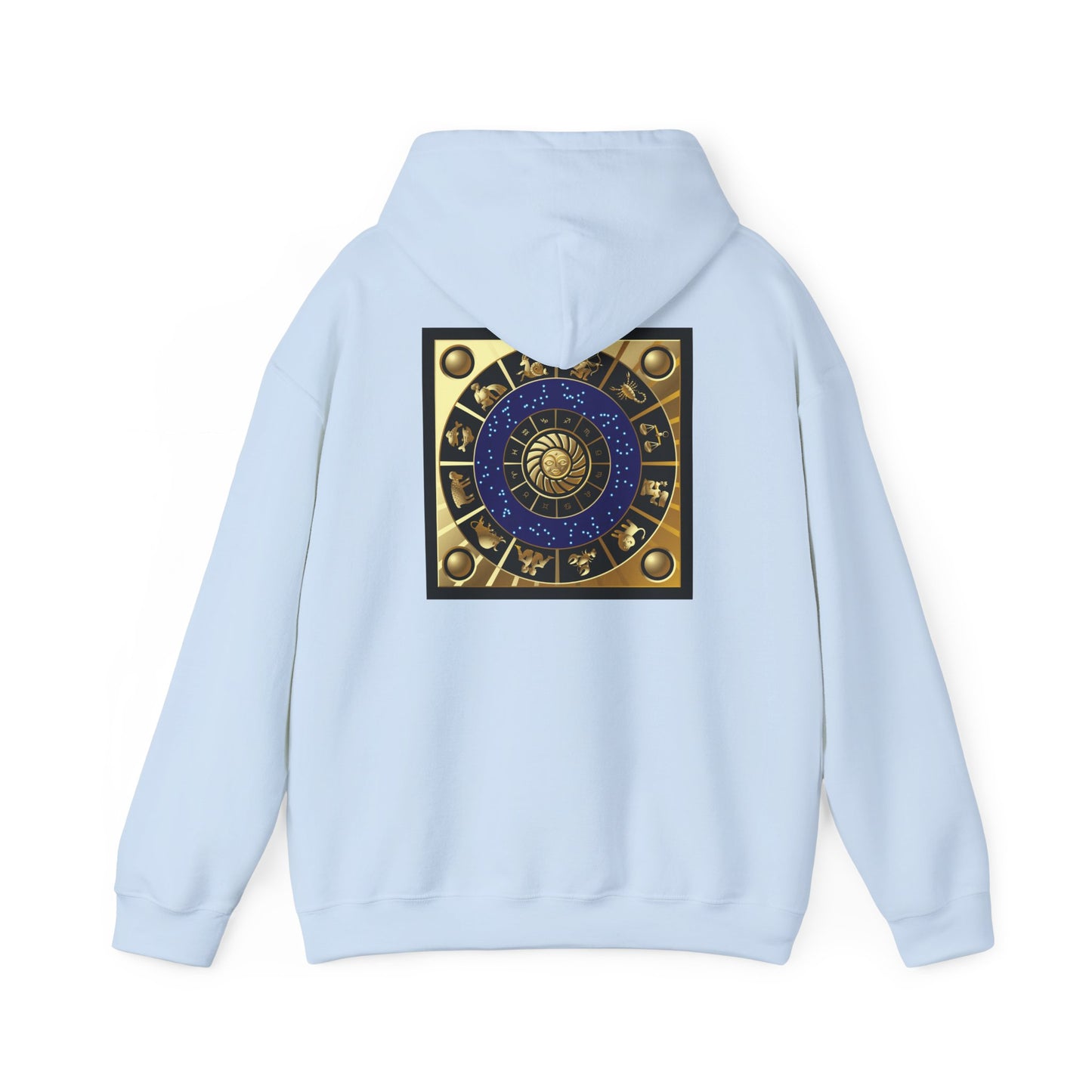 Scorpio Zodiac Hoodie – Gold Scorpion Astrology Sweatshirt (Back Zodiac Chart)