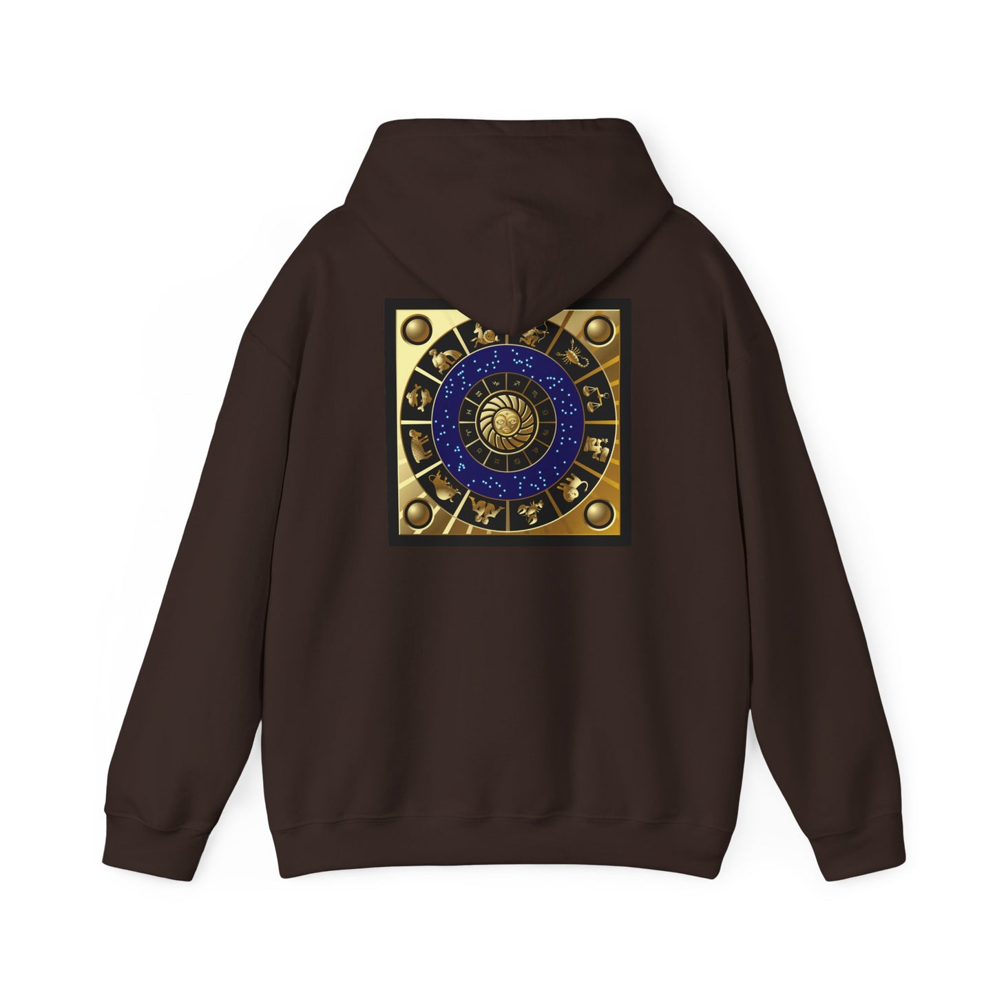 Scorpio Zodiac Hoodie – Gold Scorpion Astrology Sweatshirt (Back Zodiac Chart)