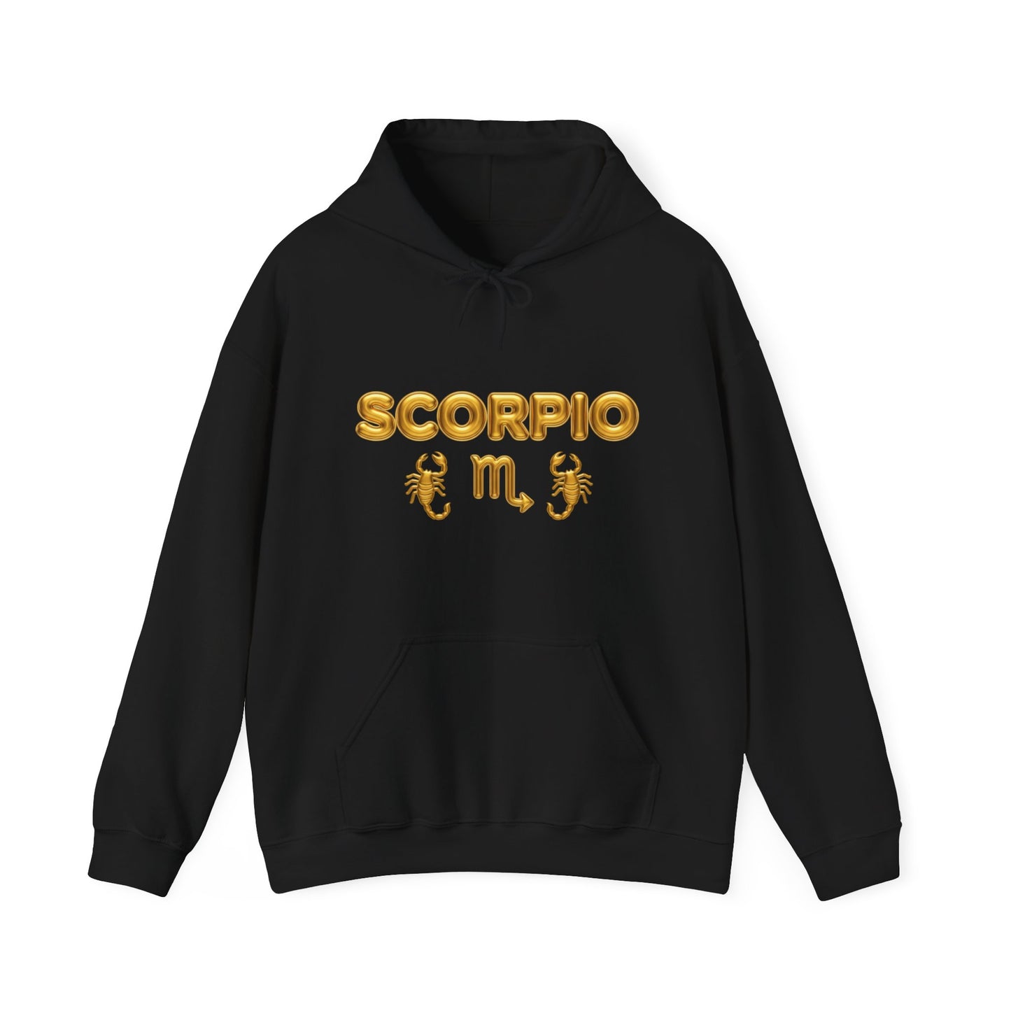 Scorpio Zodiac Hoodie – Gold Scorpion Astrology Sweatshirt (Back Zodiac Chart)