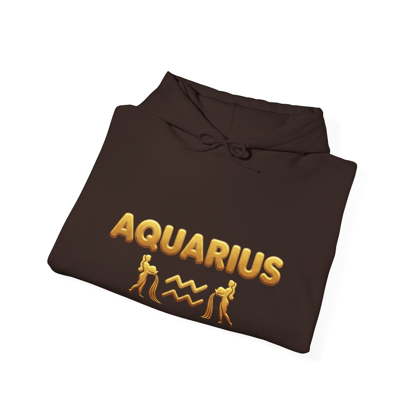 Aquarius Zodiac Hoodie — Gold Astrology Graphic Hooded Sweatshirt