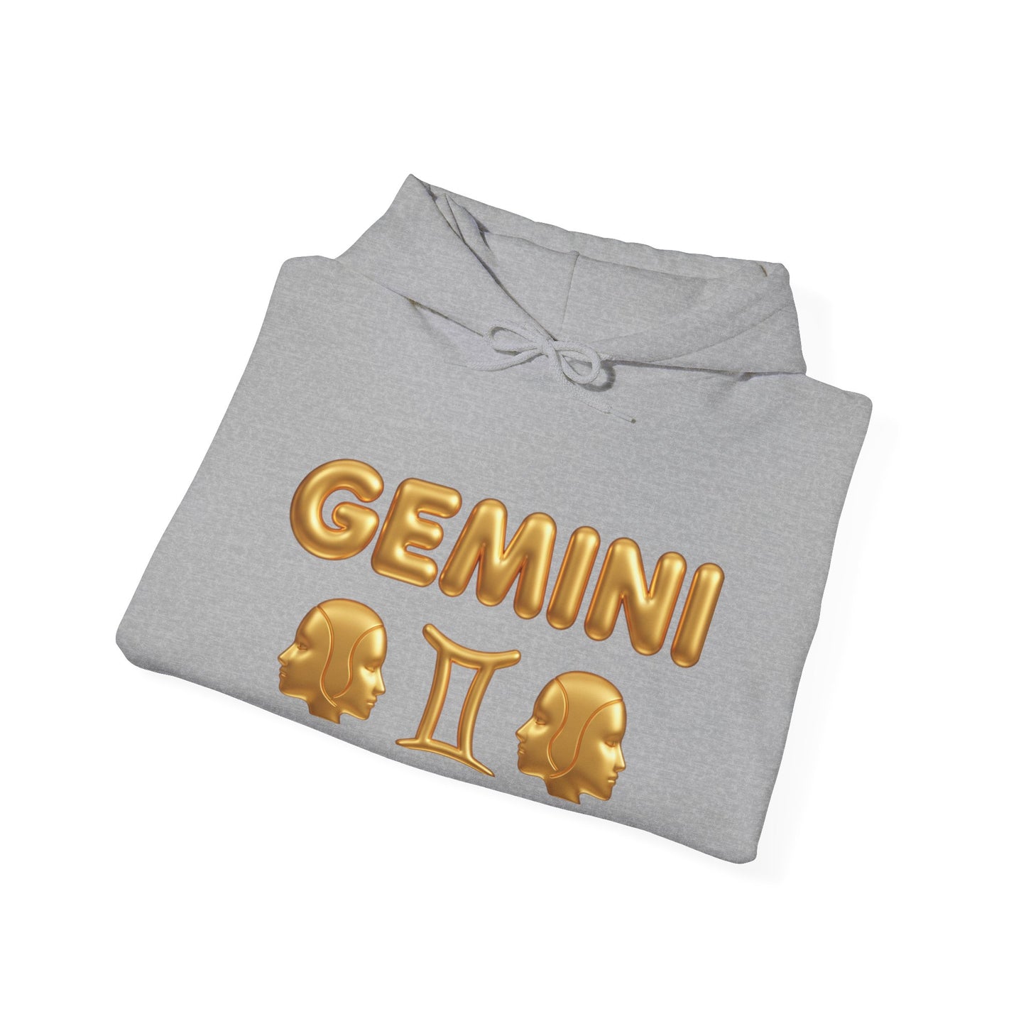 Gemini Zodiac Hoodie – Gold Gemini Text & Astrology Wheel Back Print