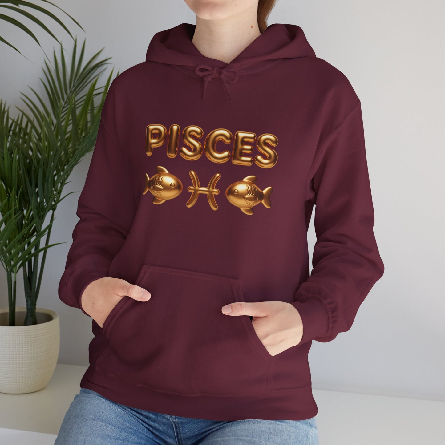 Pisces Zodiac Hoodie — Gold Astrological Sign Sweatshirt
