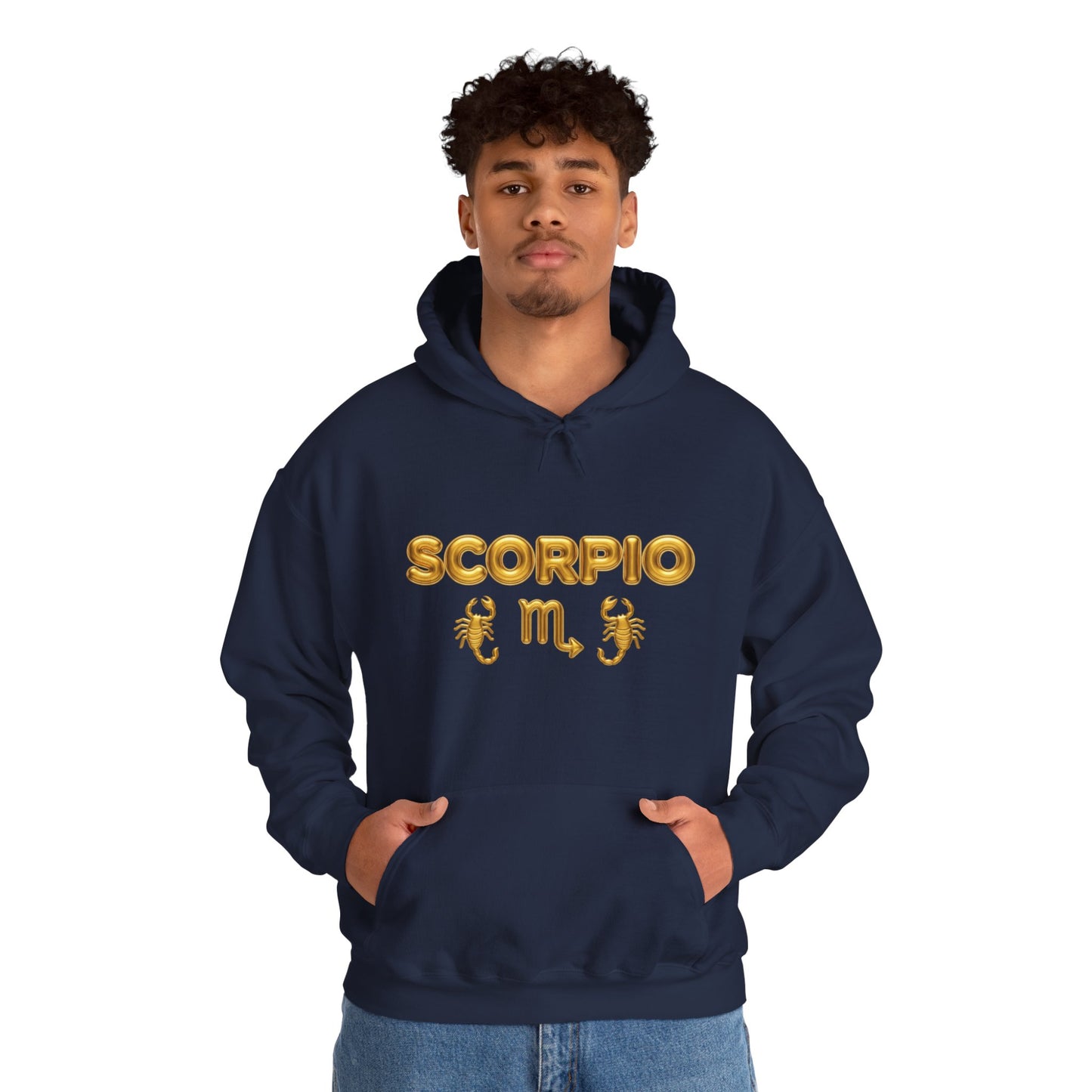 Scorpio Zodiac Hoodie – Gold Scorpion Astrology Sweatshirt (Back Zodiac Chart)