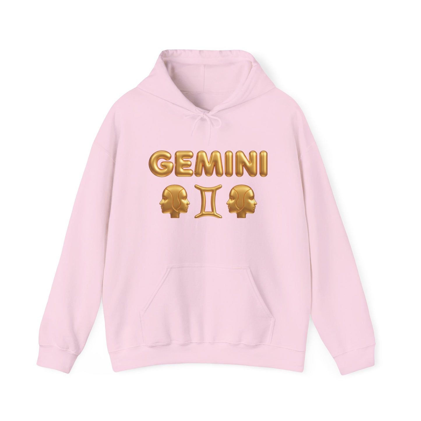 Gemini Zodiac Hoodie – Gold Gemini Text & Astrology Wheel Back Print