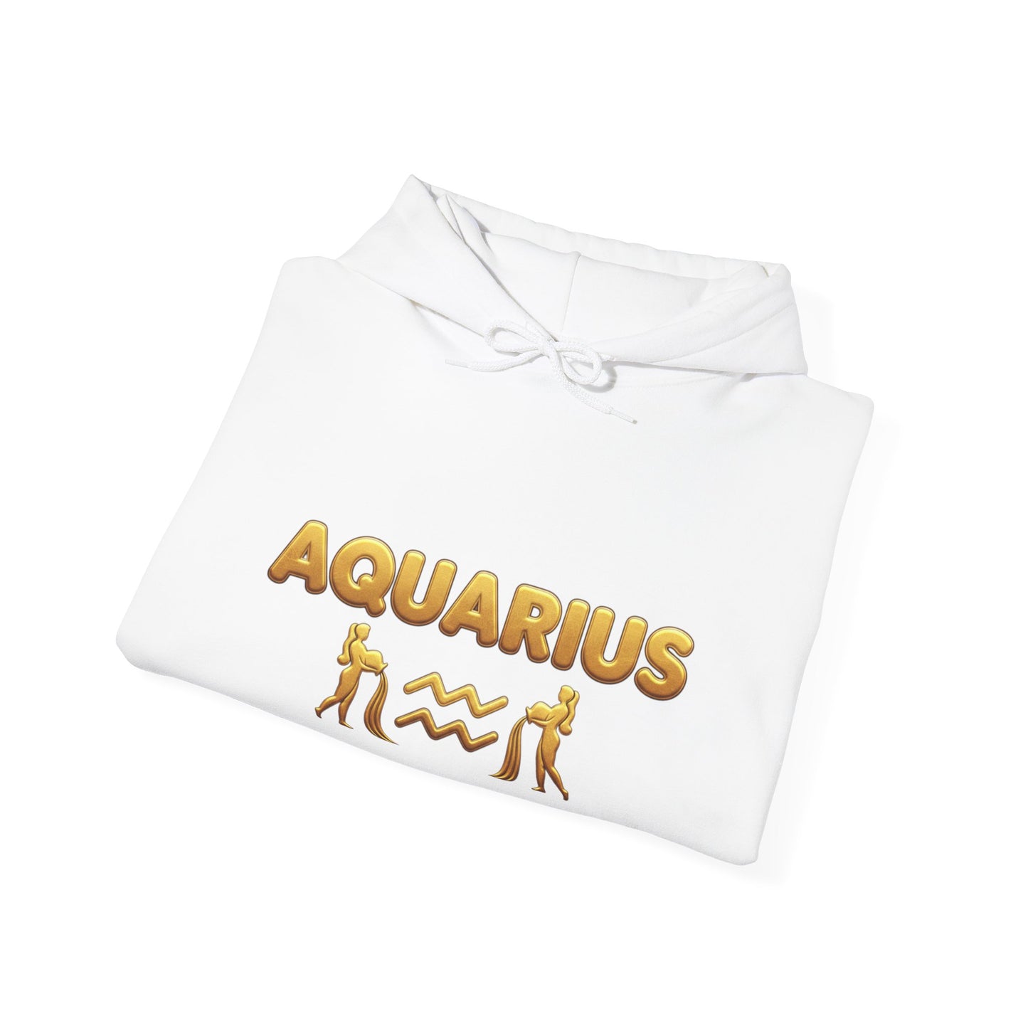 Aquarius Zodiac Hoodie — Gold Astrology Graphic Hooded Sweatshirt