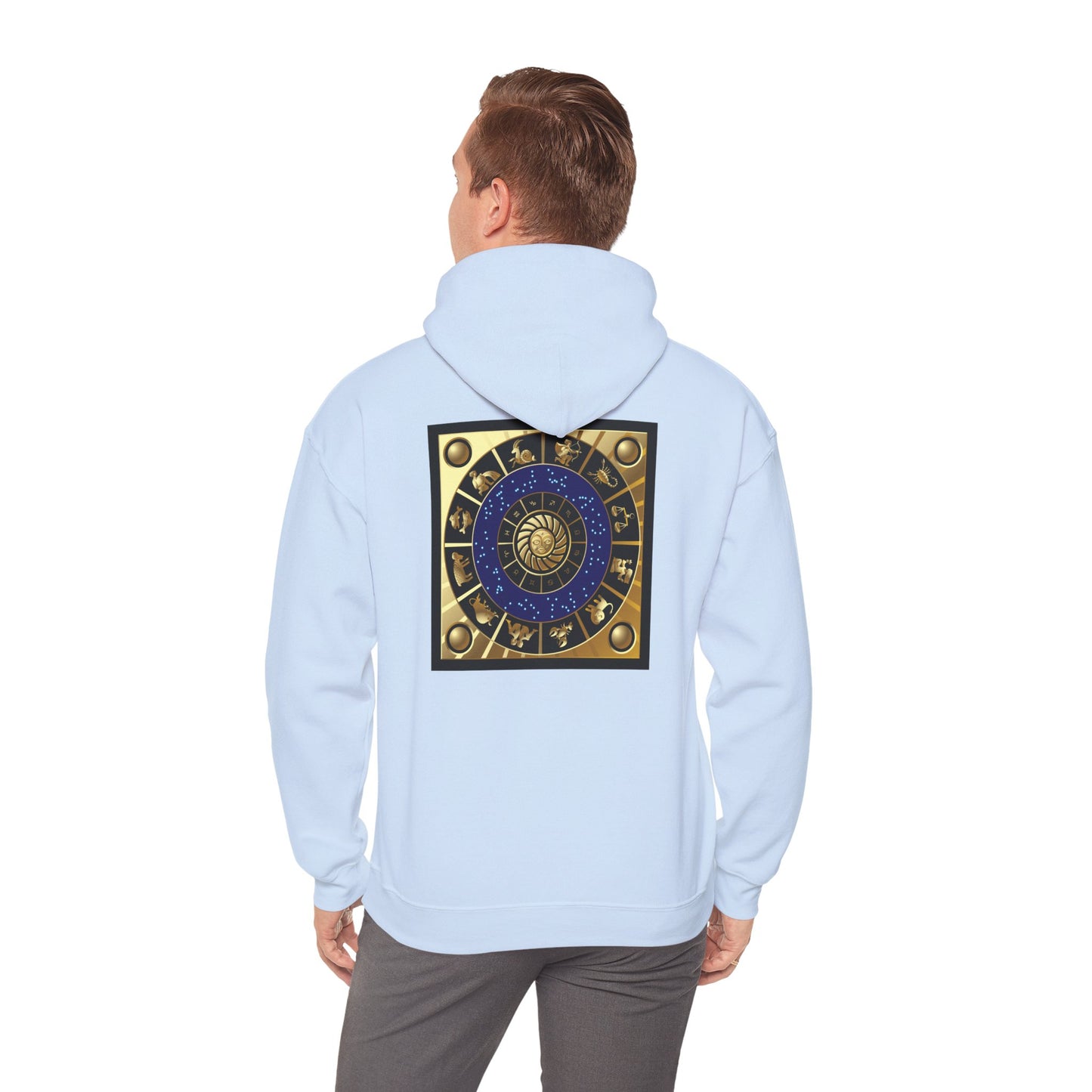 Aquarius Zodiac Hoodie — Gold Astrology Graphic Hooded Sweatshirt